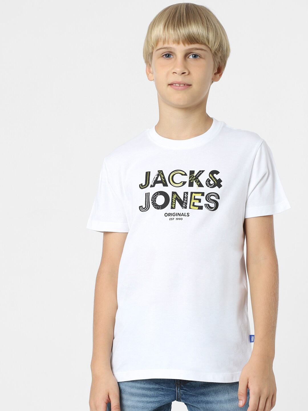 

Jack & Jones Junior Boys Typography Printed Cotton T-shirt, White