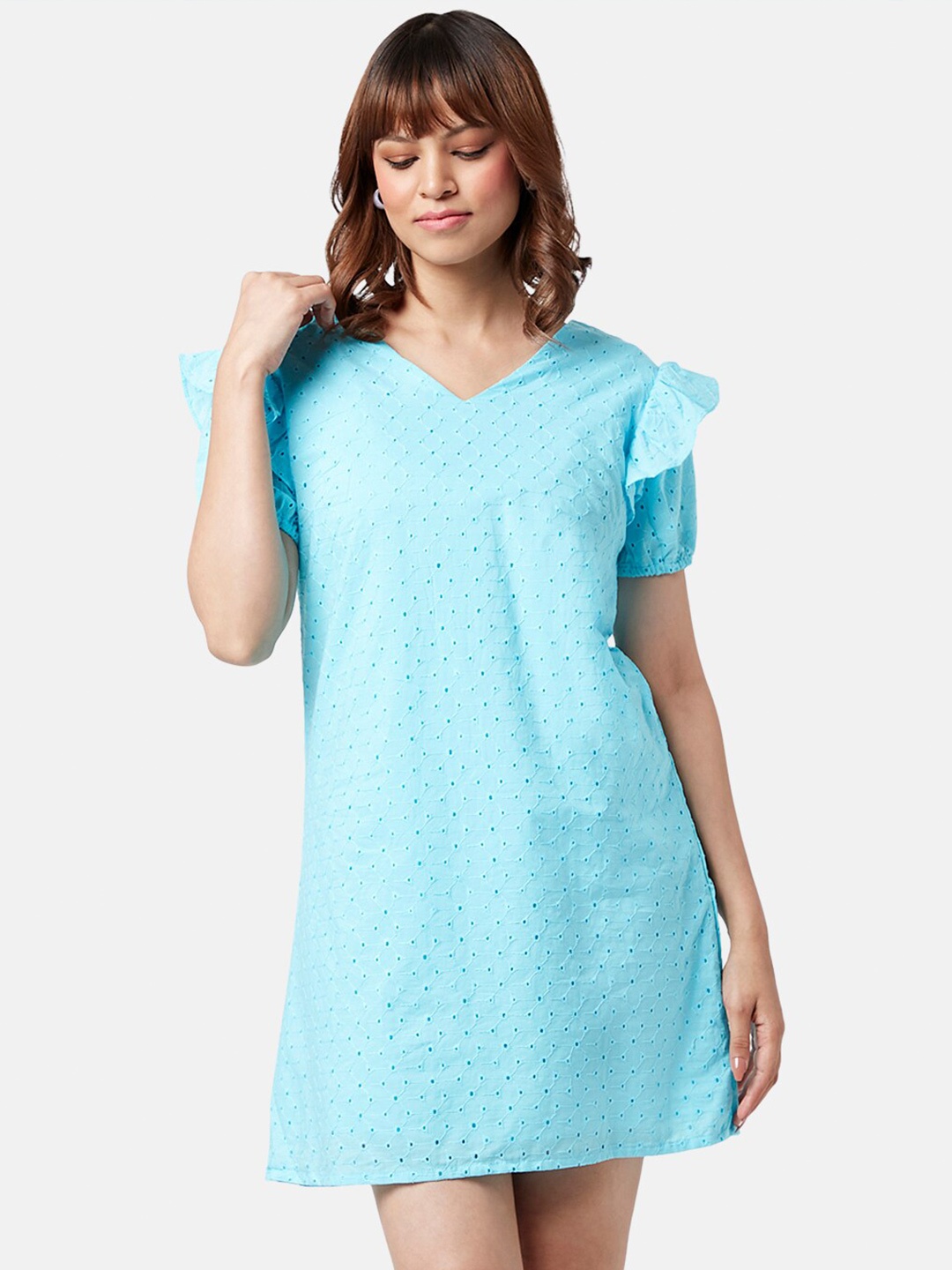 

YU by Pantaloons Self Design A-Line Dress, Blue