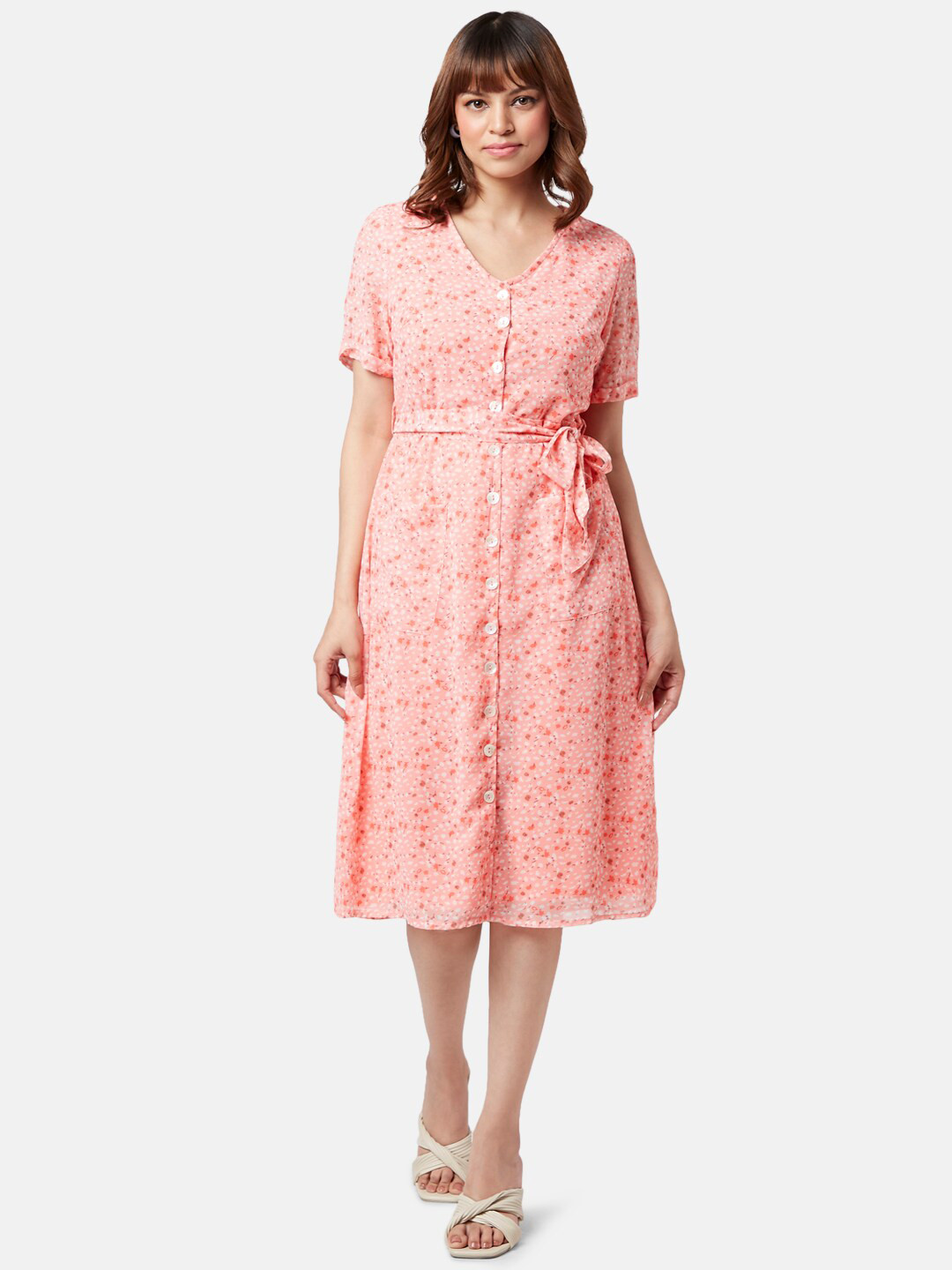 

YU by Pantaloons Floral Print Empire Dress, Pink