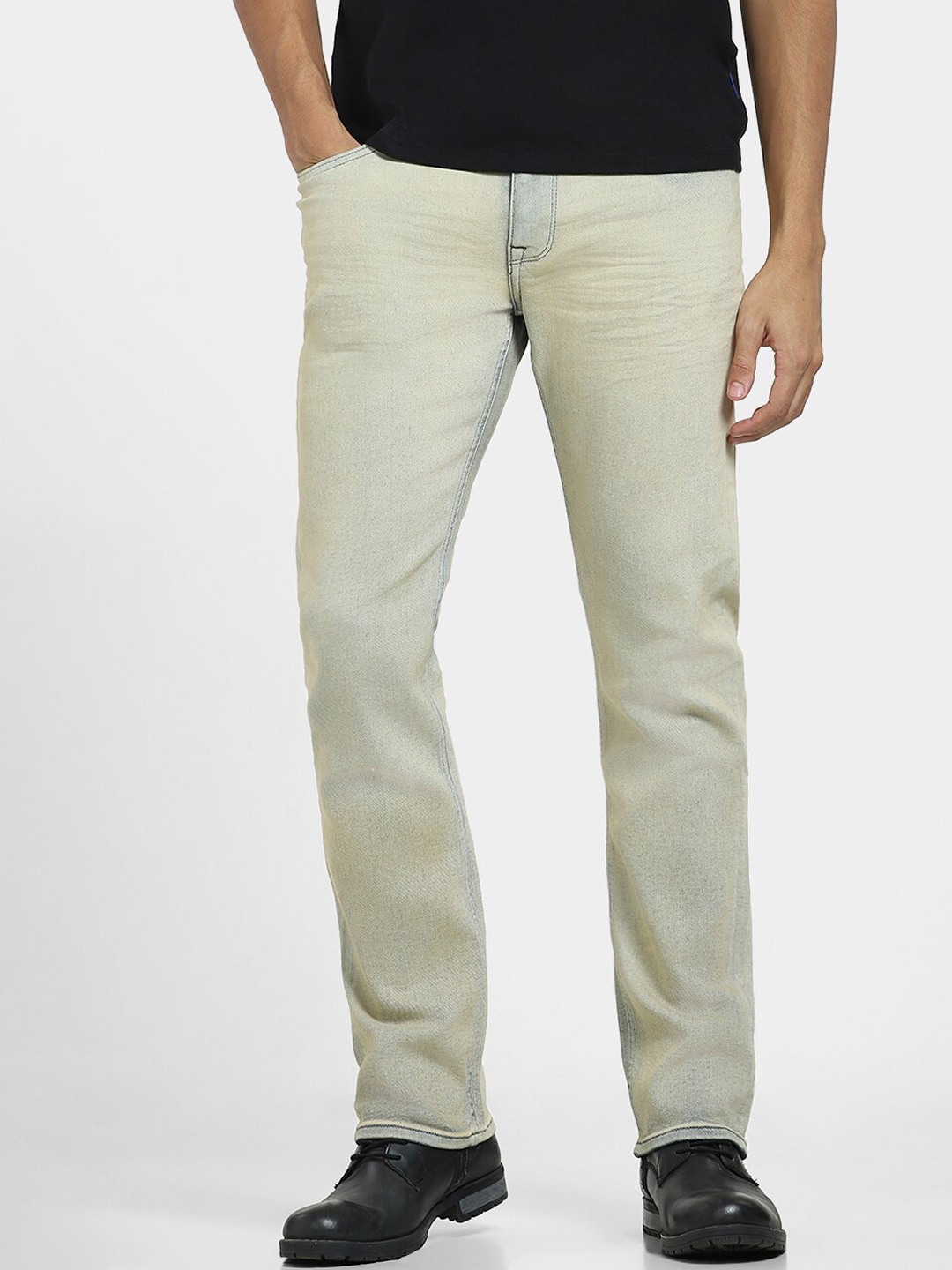 

Jack & Jones Men Regular Fit Low-Rise Heavy Fade Cotton Jeans, Blue