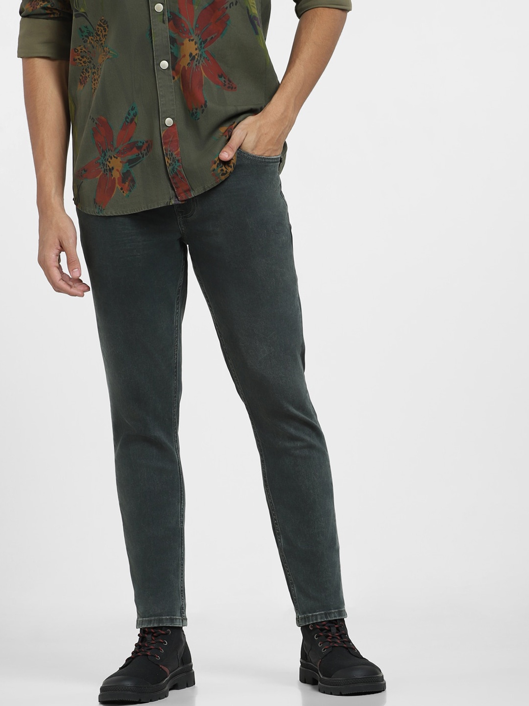 

Jack & Jones Men Skinny Fit Low-Rise Clean Look Jeans, Green