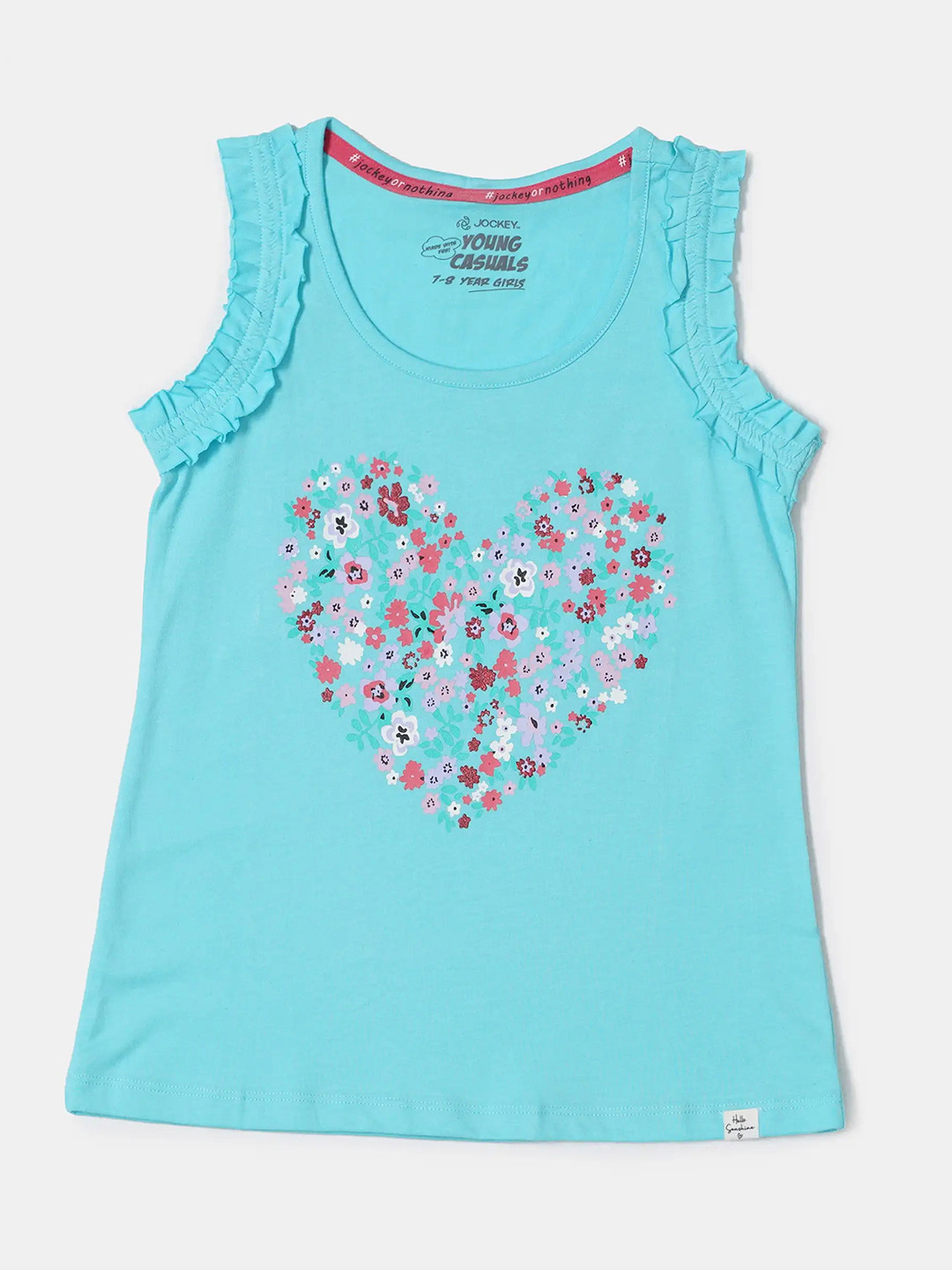

Jockey Girls Super Combed Cotton Printed Regular Fit Round Neck Sleeveless Tank Top-CG19, Blue