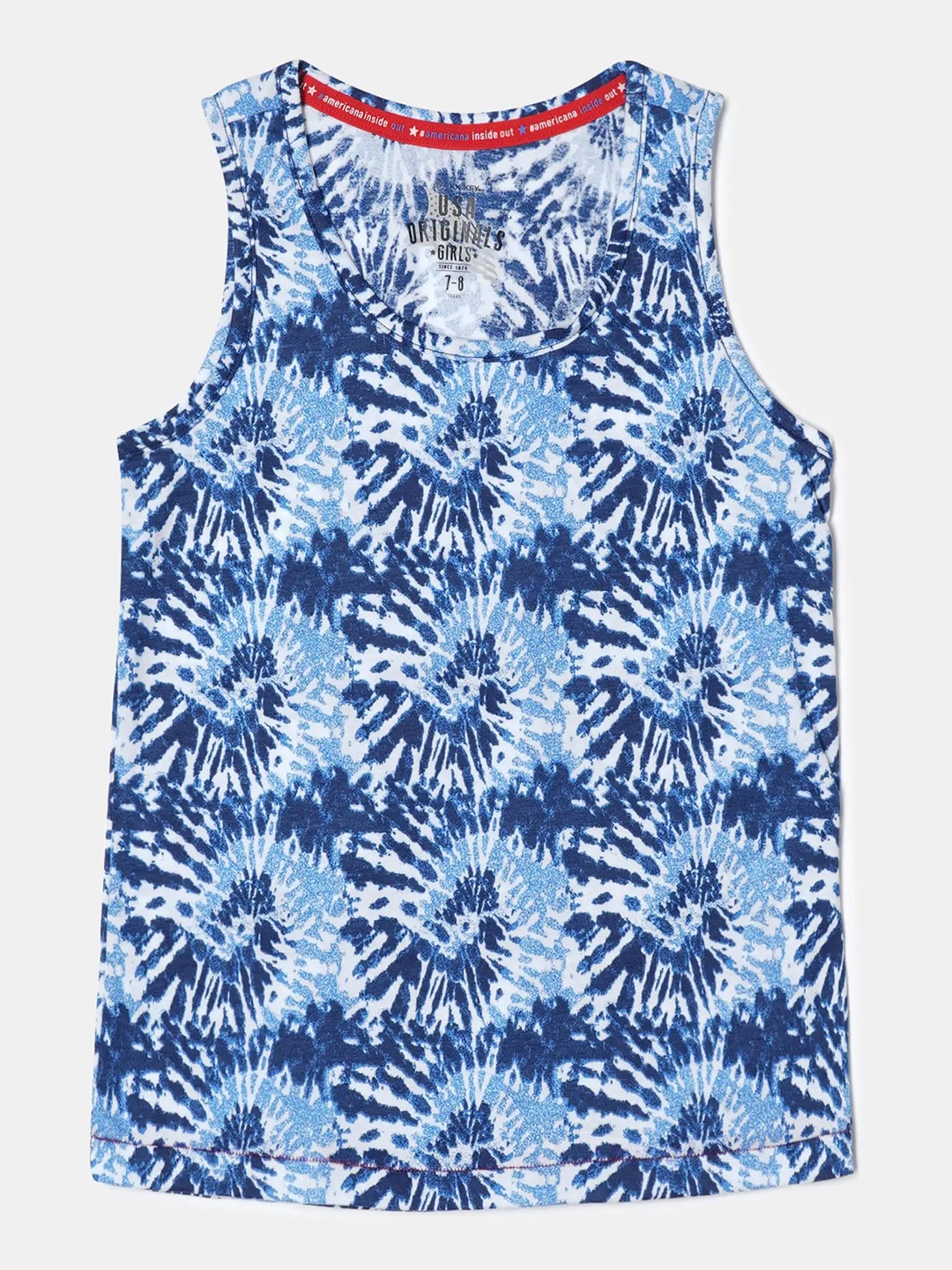 

Jockey Girls Super Combed Cotton Regular Fit Printed Round Neck Sleeveless Tank Top-UG36, Blue