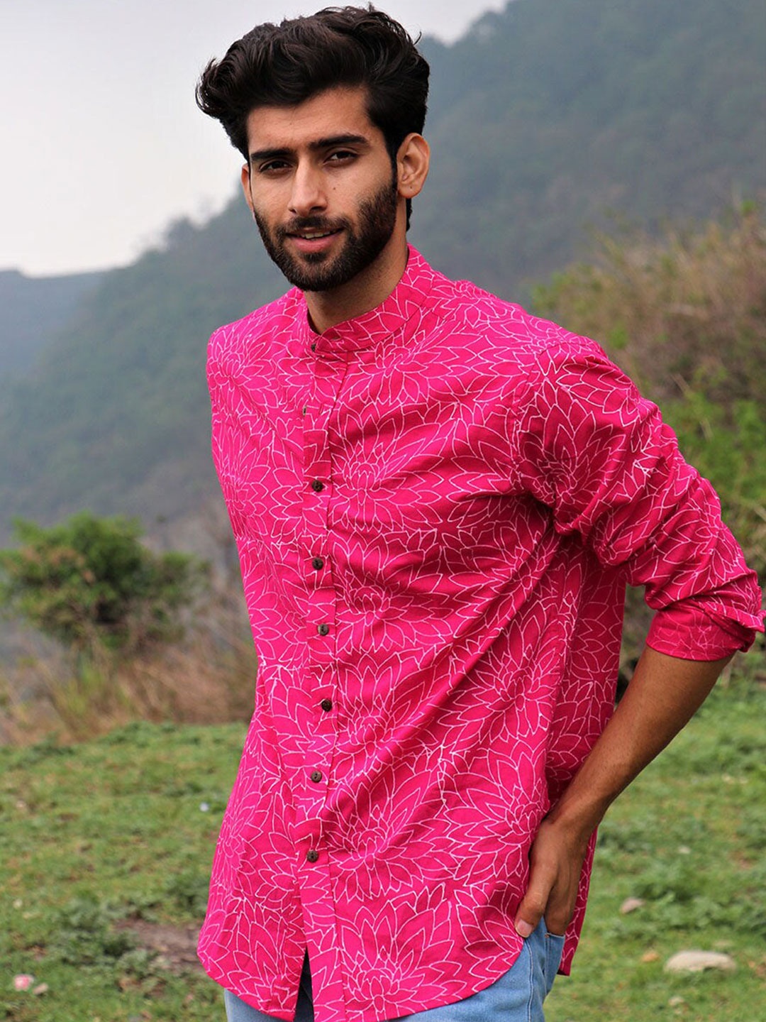 

Chidiyaa Standard Floral Printed Cotton Casual Shirt, Pink