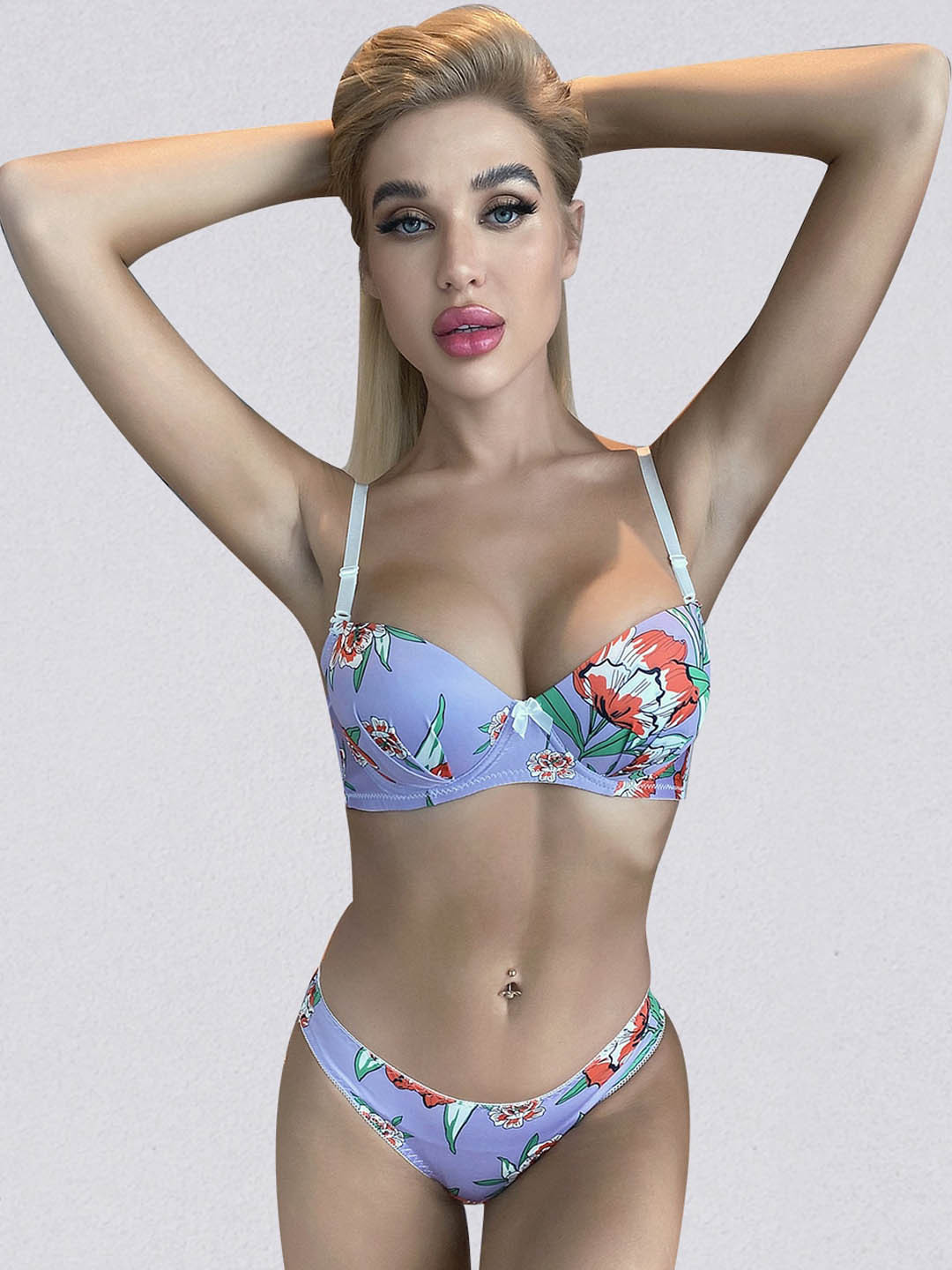 

JC Collection Printed Lingerie Set LS-CLZ-2138-Purple-S