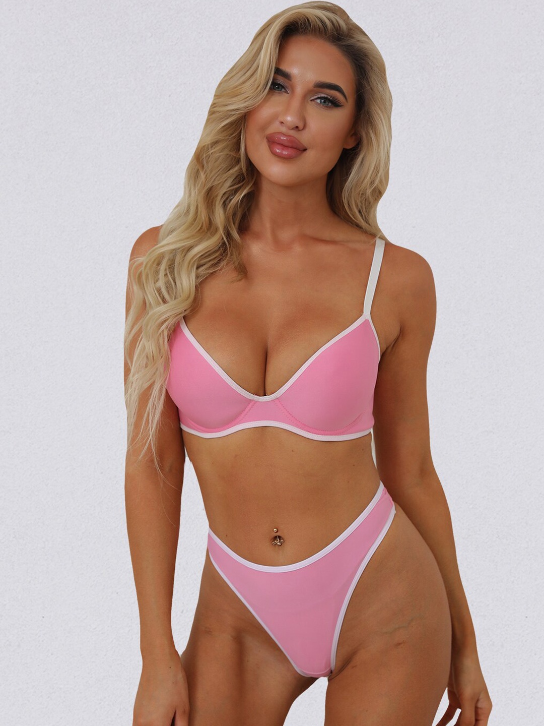 

JC Collection Lightly Padded Lingerie Set LS-CLZ-U098-Pink-32B