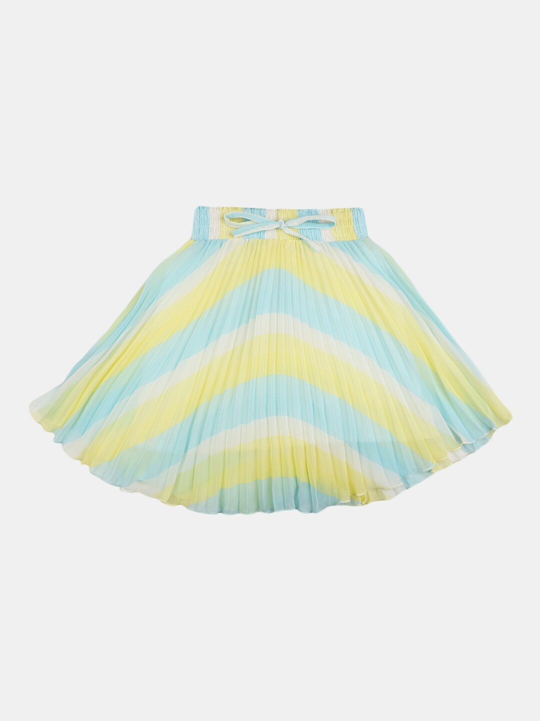 

V-Mart Striped Accordion Pleated Georgette Flared Skirt, Yellow