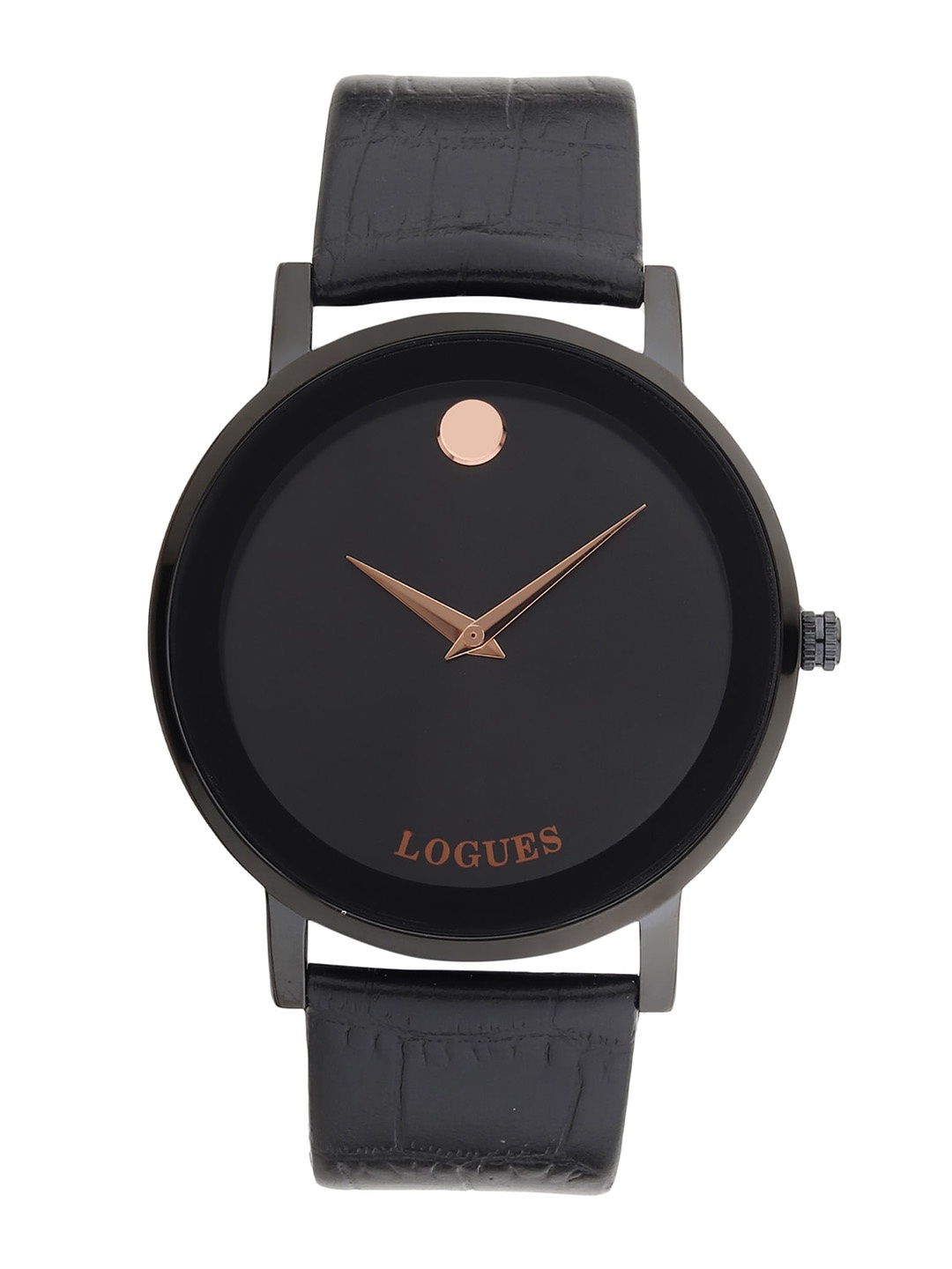 

LOGUES Men Leather Textured Straps Analogue Watch G 1497 NL-03, Black