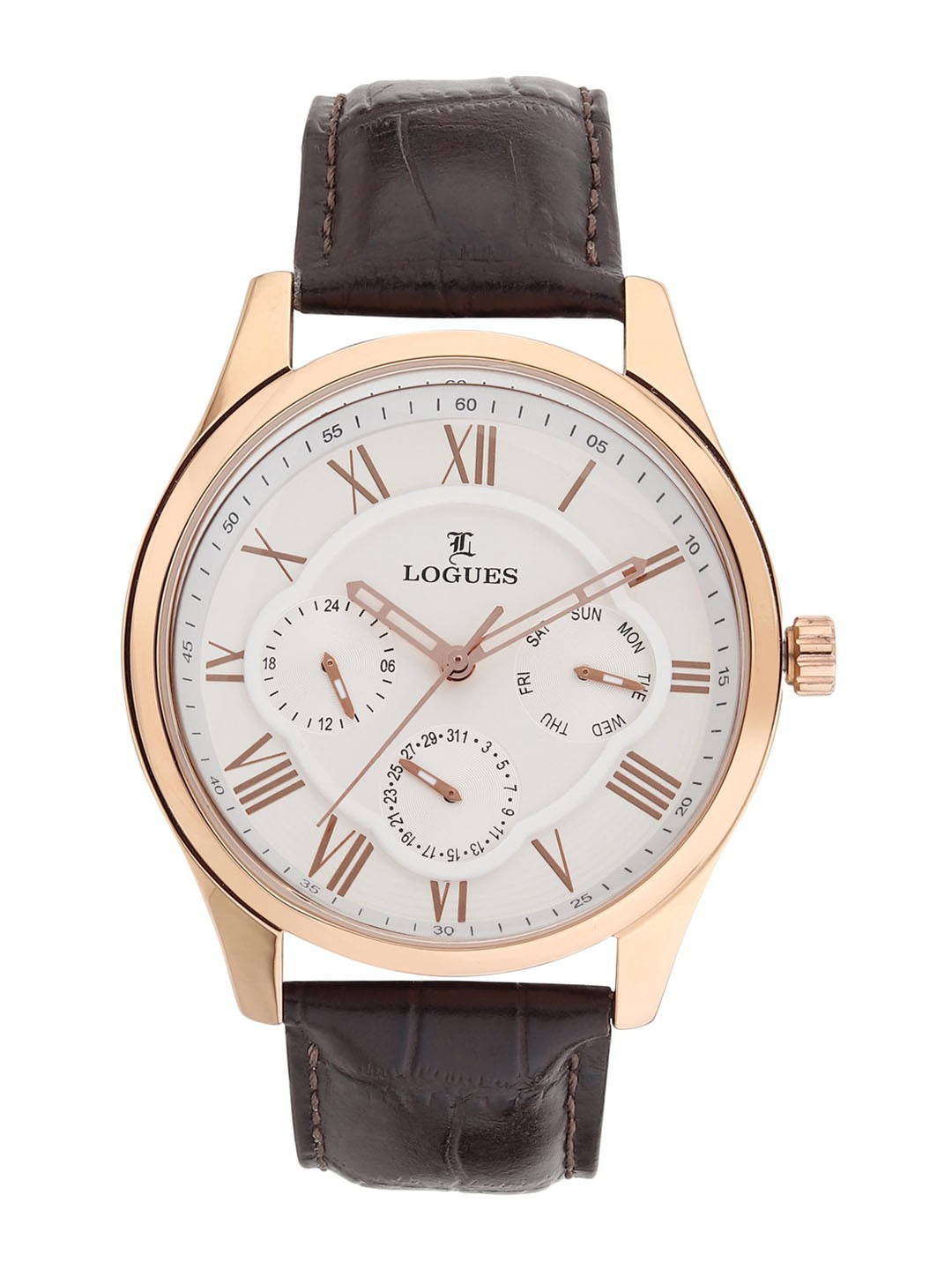 

LOGUES Men Dial & Leather Straps Analogue Watch G E-1919 WL-02, Brown