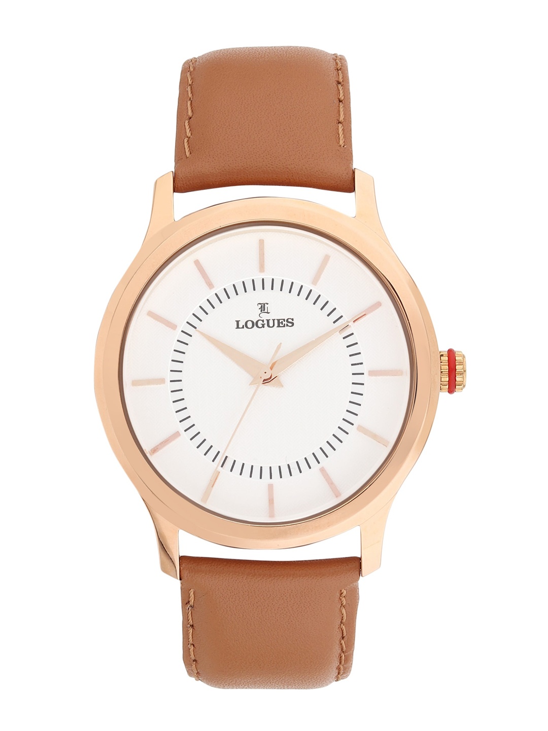 

LOGUES Men Leather Straps Analogue Watch G E-827 WL-20, Brown