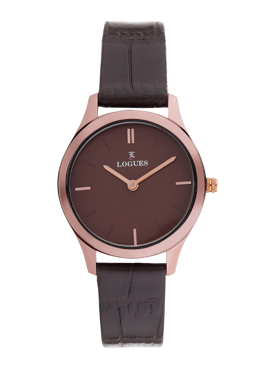 

LOGUES Women Leather Textured Straps Analogue Watch L 1476 CL-05, Brown