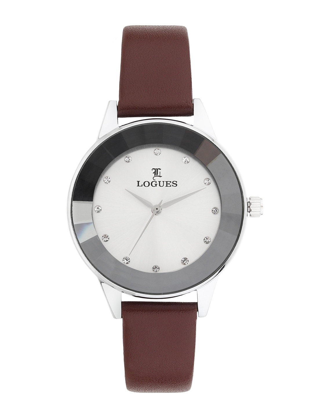 

LOGUES Women Embellished Leather Straps Analogue Watch L 5088 SL-20, Brown