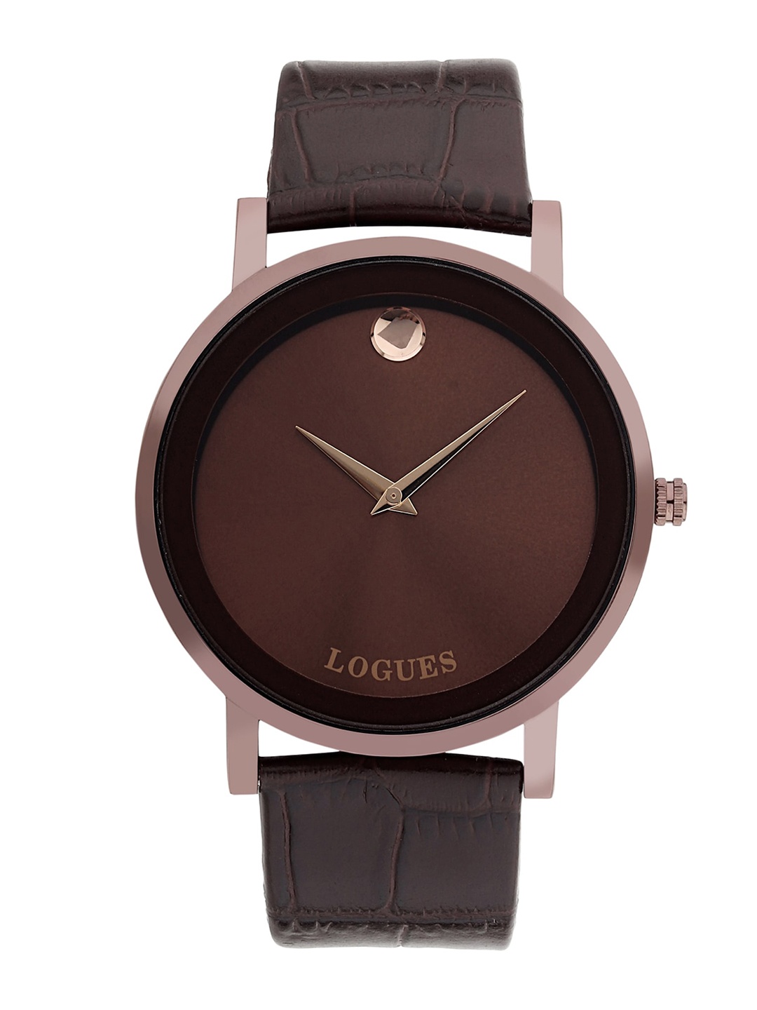 

LOGUES Men Leather Textured Straps Analogue Watch G 1497 CL-05, Brown