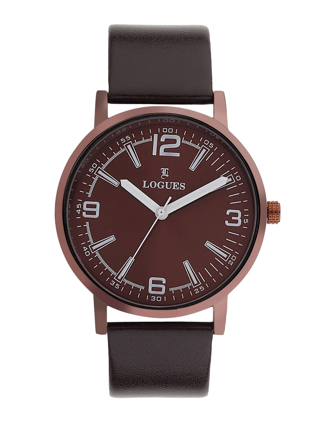 

LOGUES Men Leather Straps Analogue Watch G E-816 CL-05, Brown