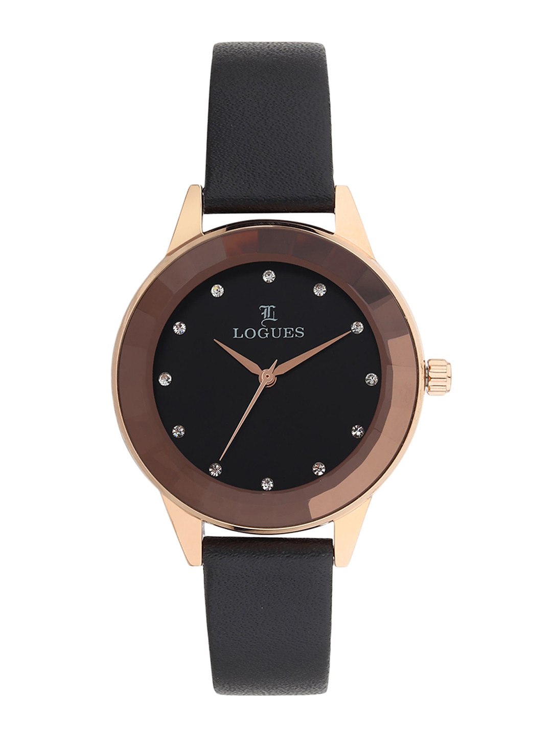 

LOGUES Women Embellished Dial & Leather Wrap Around Straps Analogue Watch L 5088 WL-03, Black