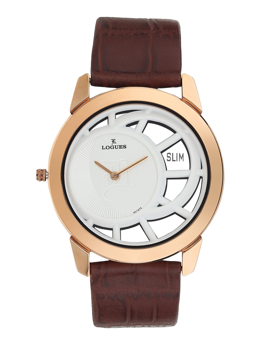 

LOGUES Men Leather Textured Straps Analogue Watch G 1475 WL-02, Brown