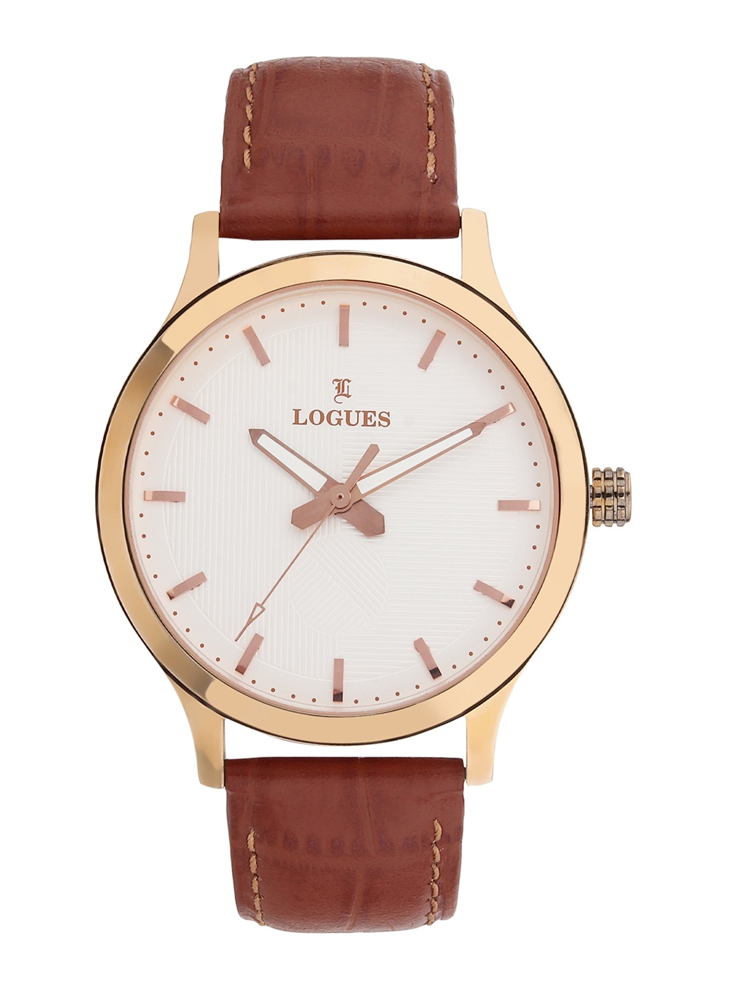 

LOGUES Men Leather Textured Straps Analogue Watch G E-825 WL-20, Brown