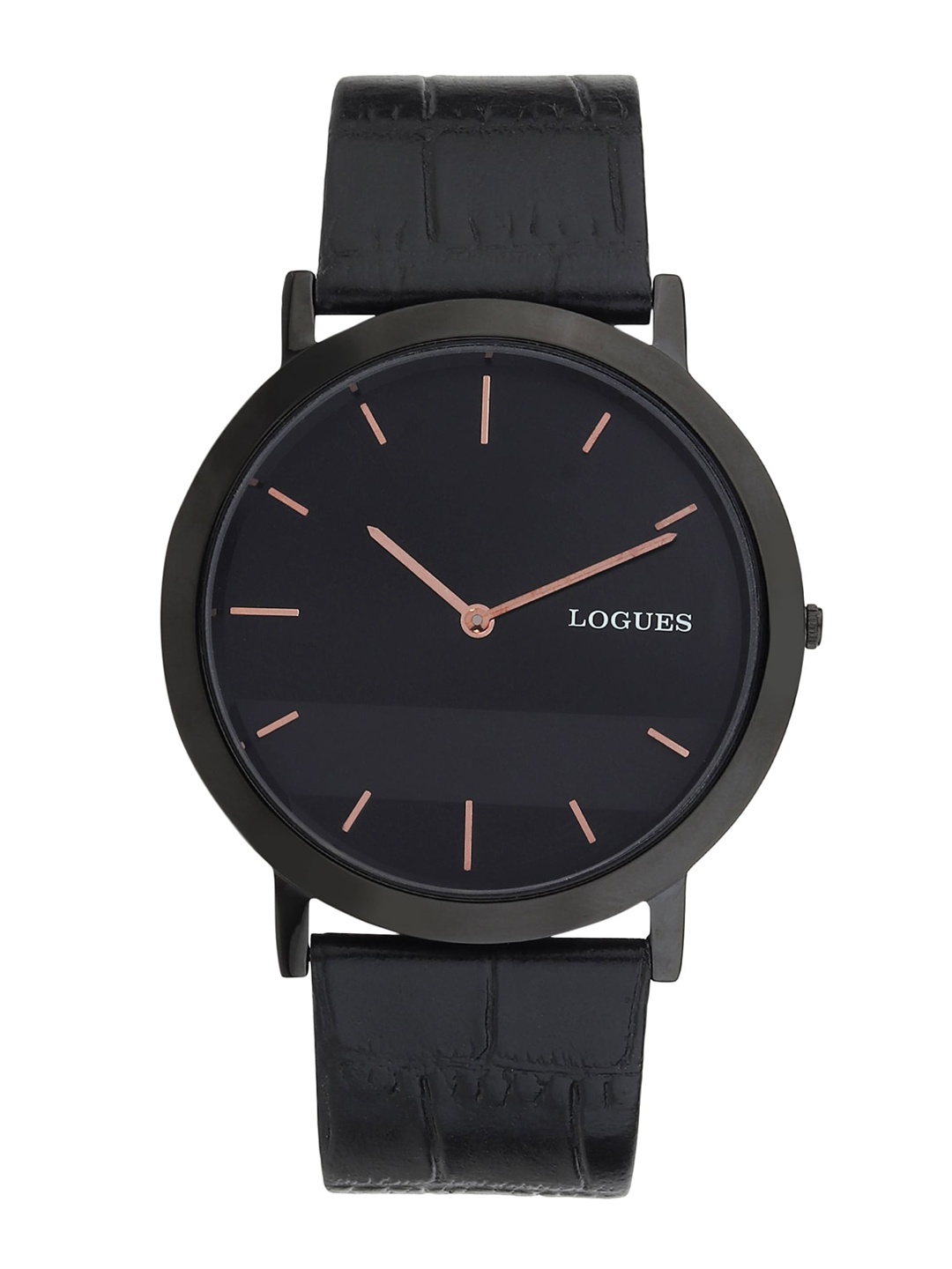 

LOGUES Men Leather Textured Straps Analogue Watch G 1482 NL-03, Black