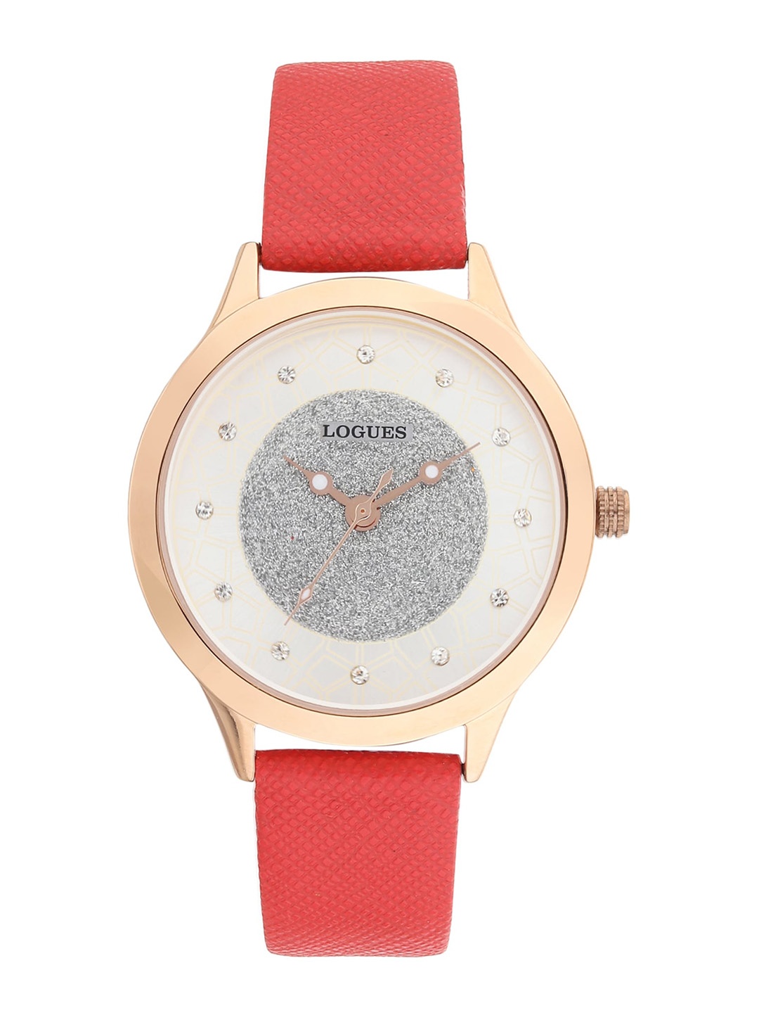 

LOGUES Women Embellished Dial & Leather Straps Analogue Watch L 5087 WL-51, Red