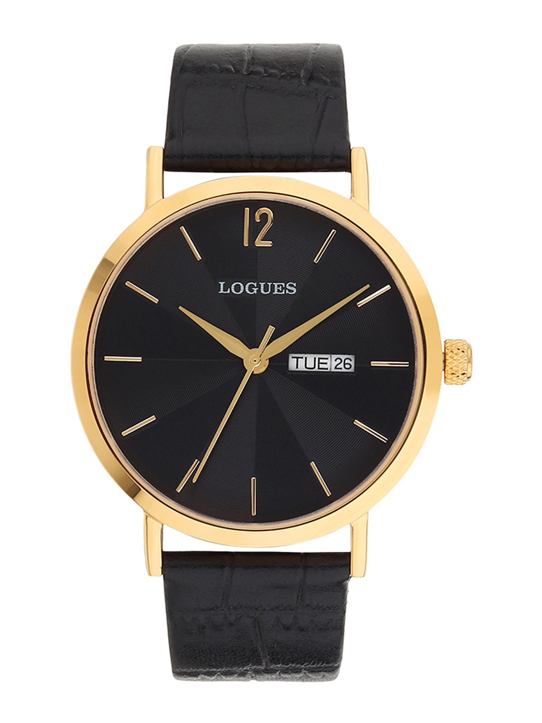 

LOGUES Men Leather Straps Analogue Watch G 4128 YLD-03, Black