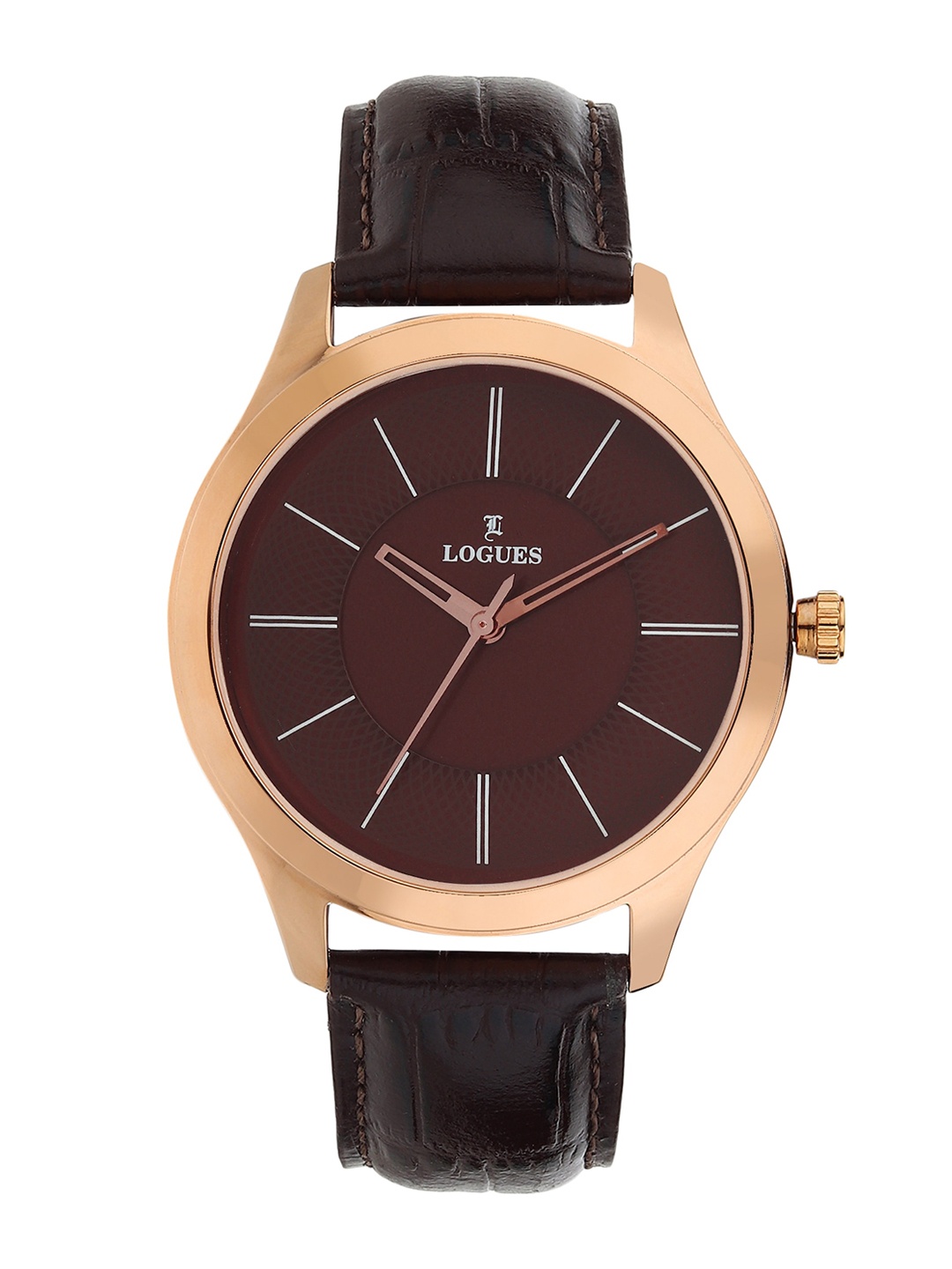 

LOGUES Men Textured Leather Straps Analogue Watch G 2015 WL-05, Black