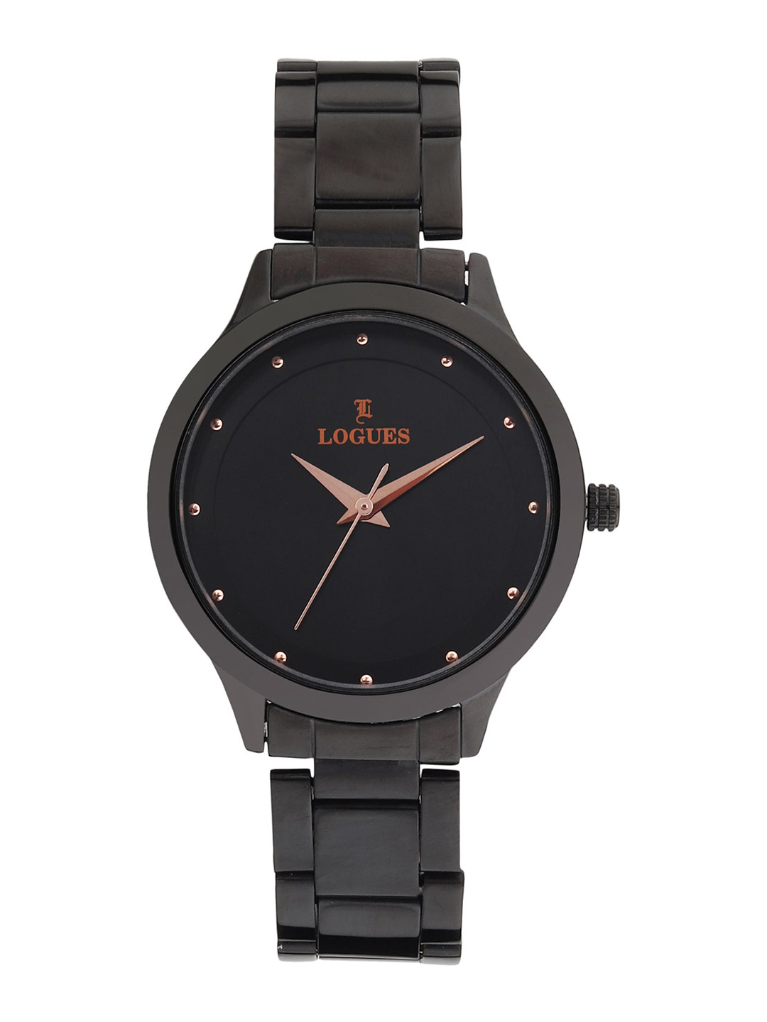

LOGUES Women Stainless Steel Bracelet Style Straps Analogue Watch L 6132 NM-03, Black