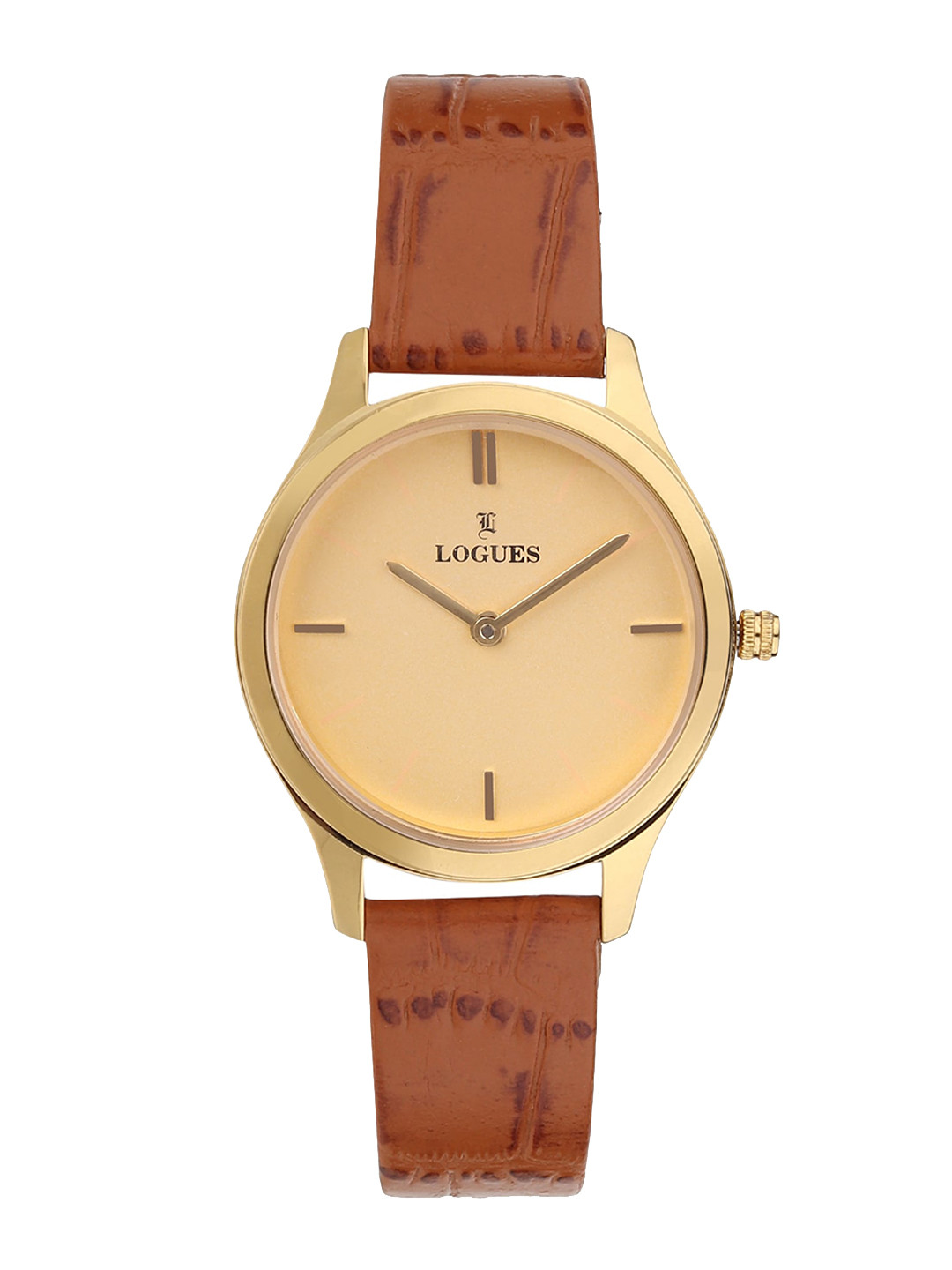 

LOGUES Women Dial & Leather Textured Straps Analogue Watch L 1476 YL-38, Brown