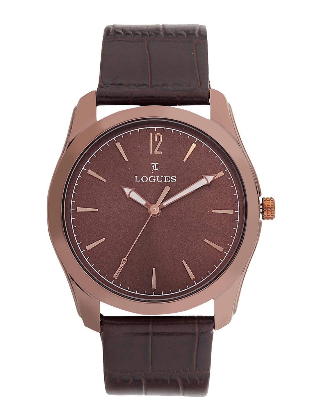 

LOGUES Men Leather Straps Analogue Watch G E-903 CL-05, Brown