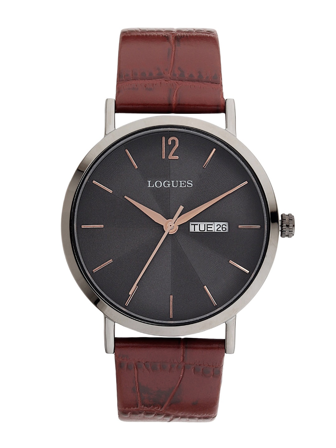 

LOGUES Men Dial & Leather Textured Straps Analogue Watch G 4128 QLD-27, Brown