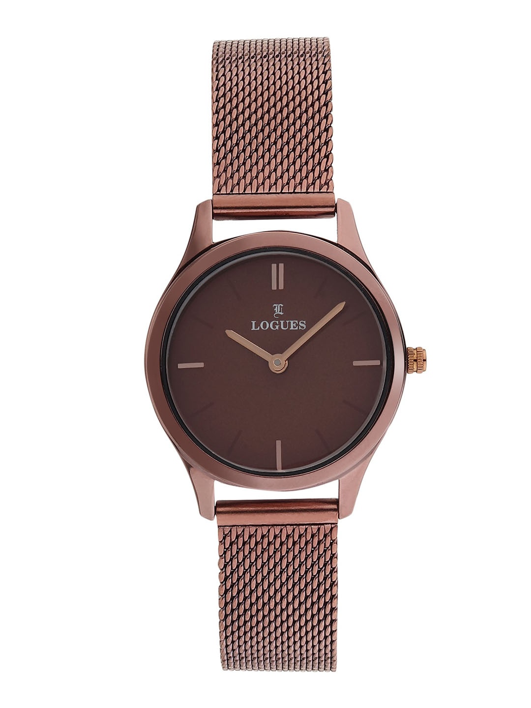 

LOGUES Women Dial & Stainless Steel Bracelet Style Straps Analogue Watch L 1476 CZ-05, Brown