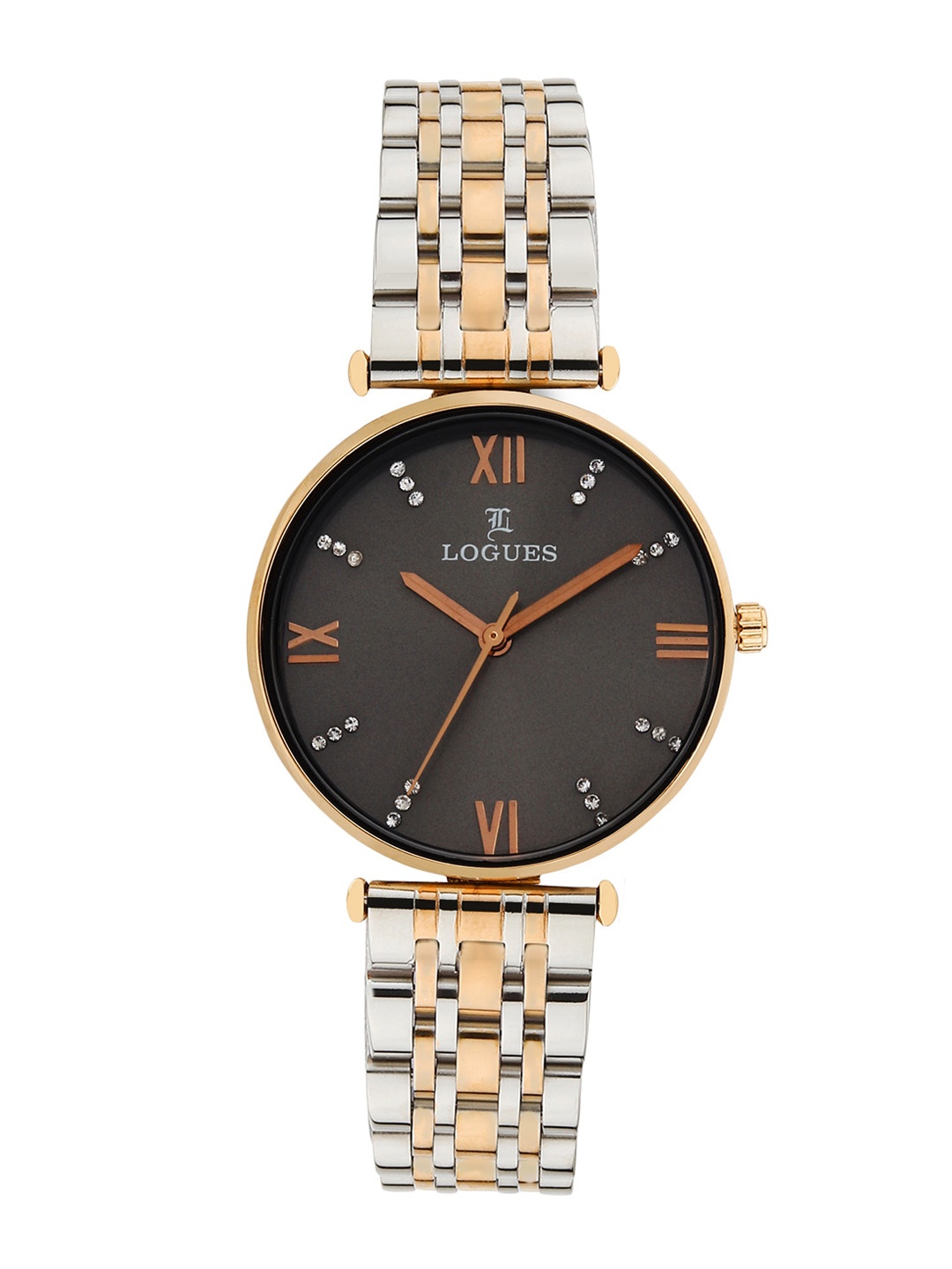 

LOGUES Women Embellished Dial & Bracelet Style Straps Analogue Watch L 6137 BWM-27, Brown
