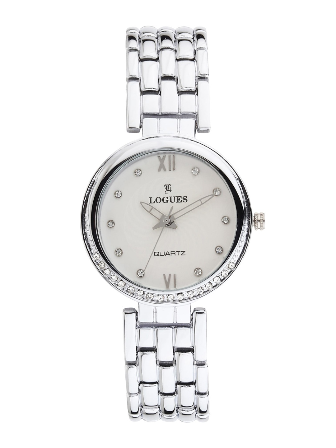 

LOGUES Women Embellished Dial & Stainless Steel Analogue Watch L 6038 SM-02, Silver