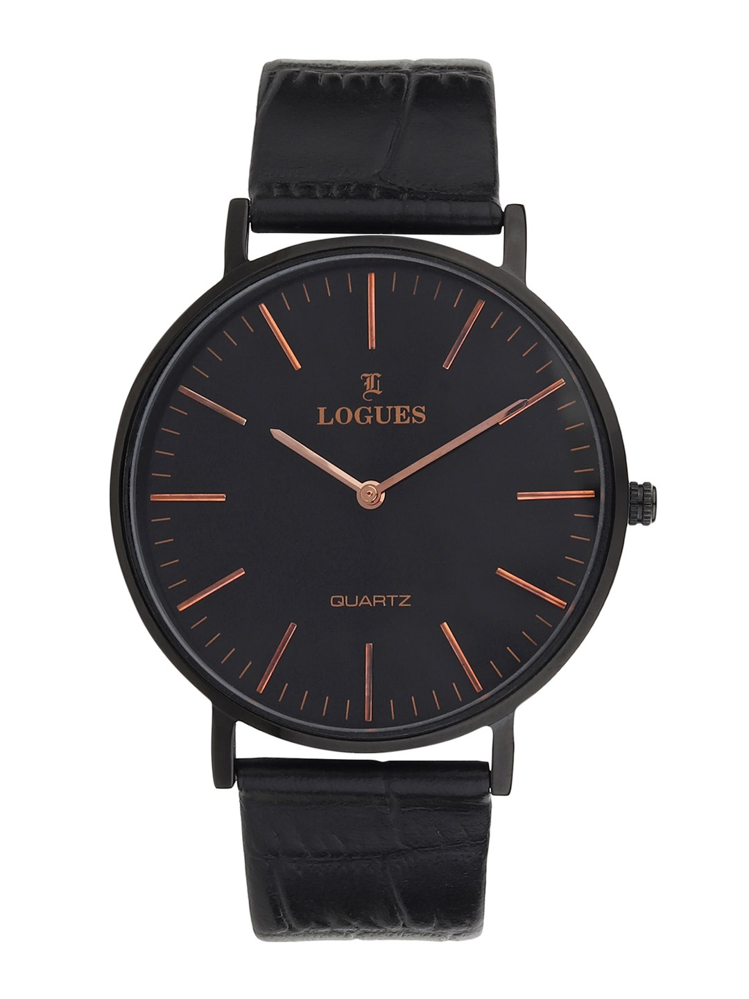 

LOGUES Men Leather Textured Straps Analogue Watch G 1483 NL-03, Black