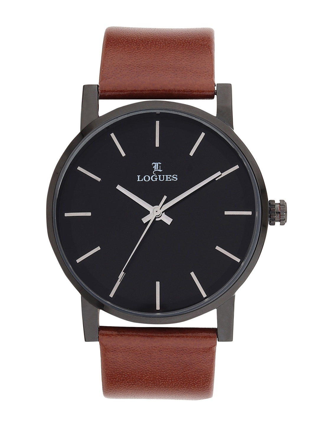 

LOGUES Men Leather Straps Analogue Watch G E-838 NL-14, Black