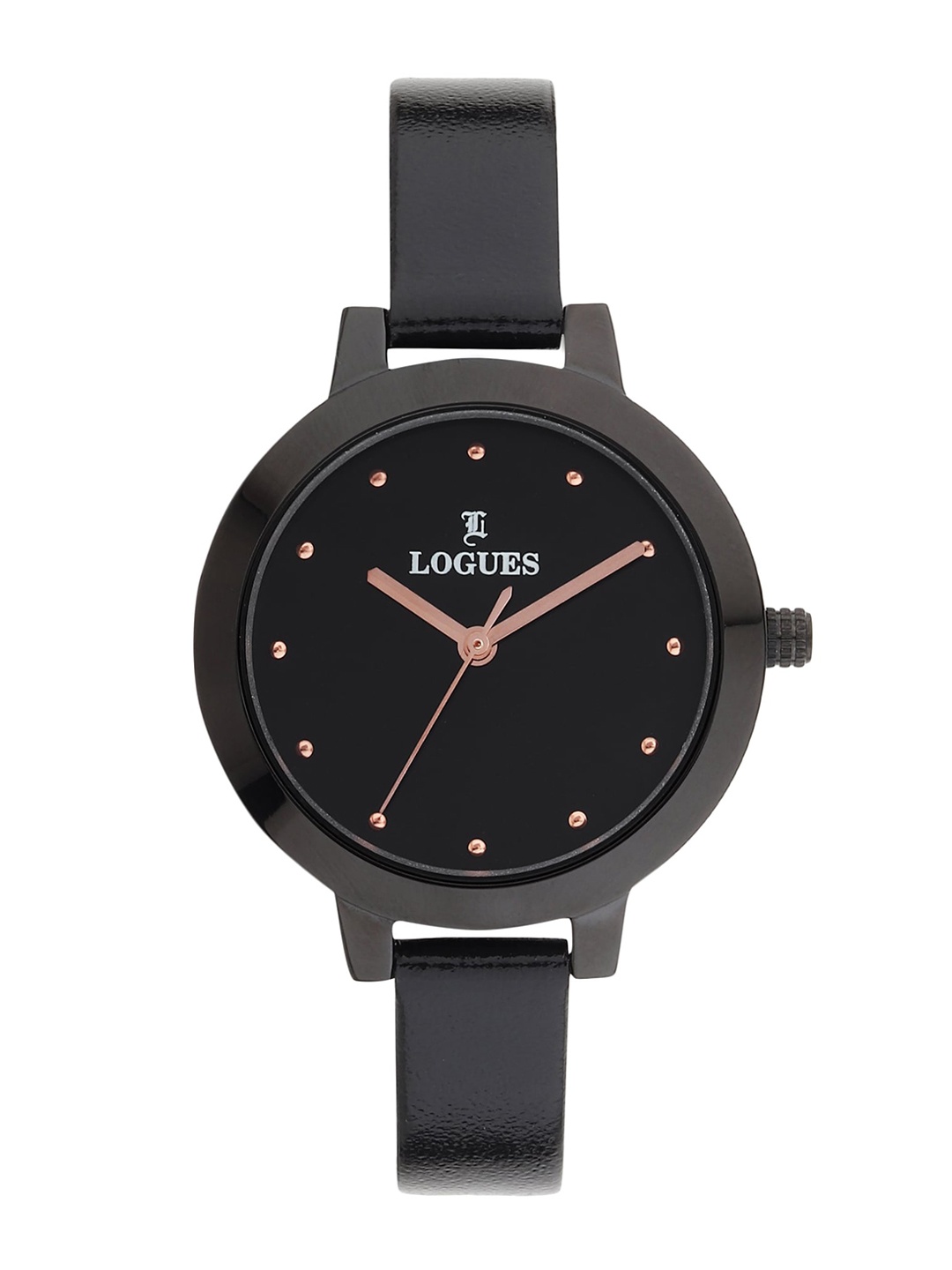 

LOGUES Women Leather Straps Analogue Watch L E-667 NL-03, Black