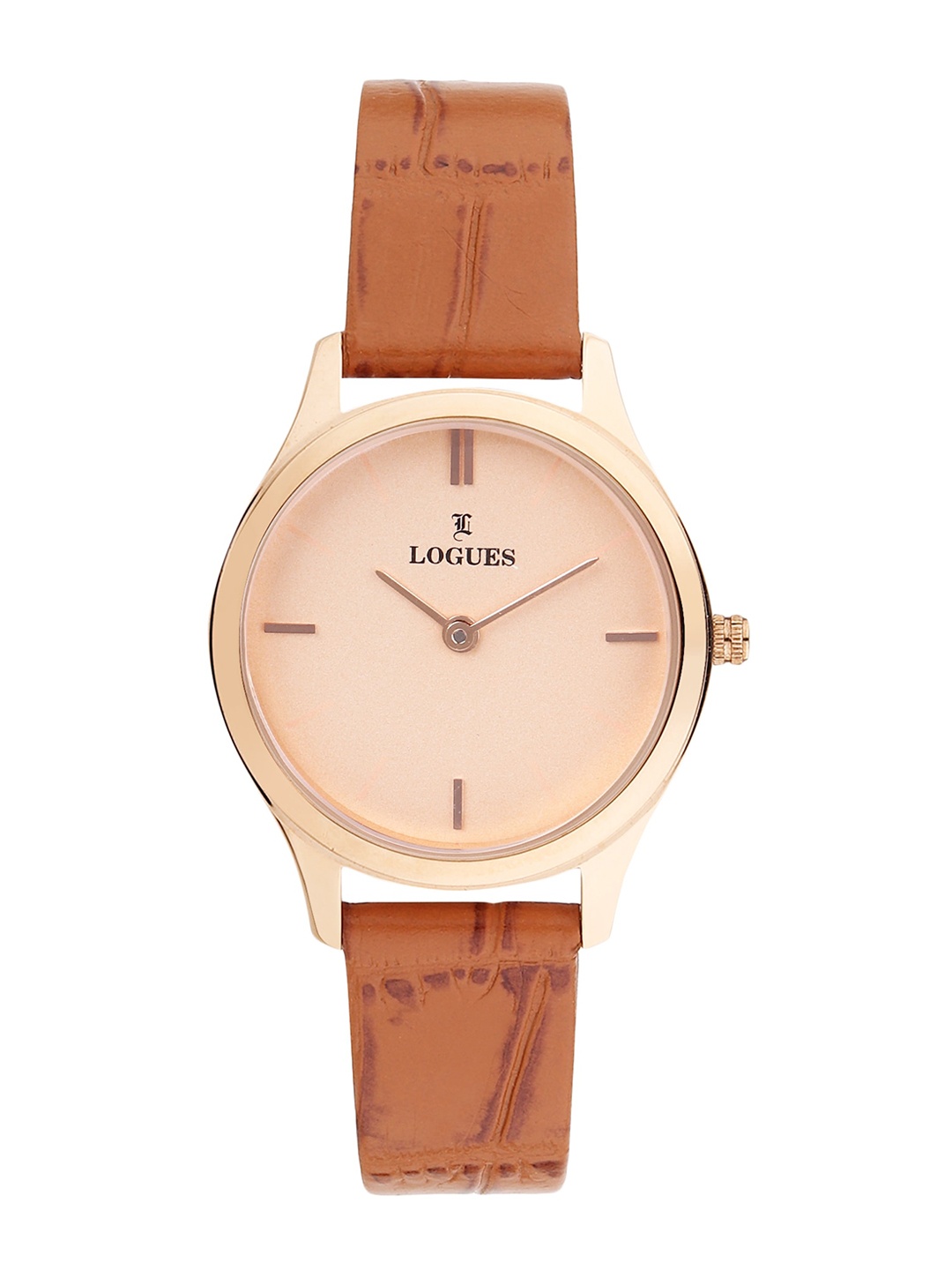 

LOGUES Women Leather Textured Straps Analogue Watch L 1476 WL-42, Brown