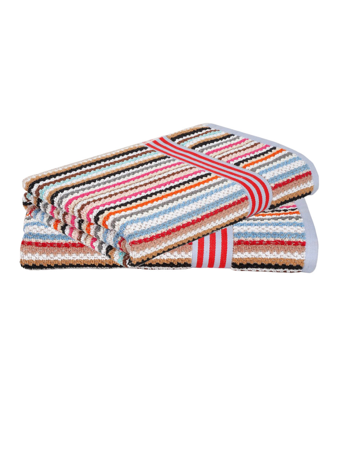 

Creeva Pink & Brown 2 Pcs Striped 500 GSM Pure Cotton Popcorn Weave Bath Towels