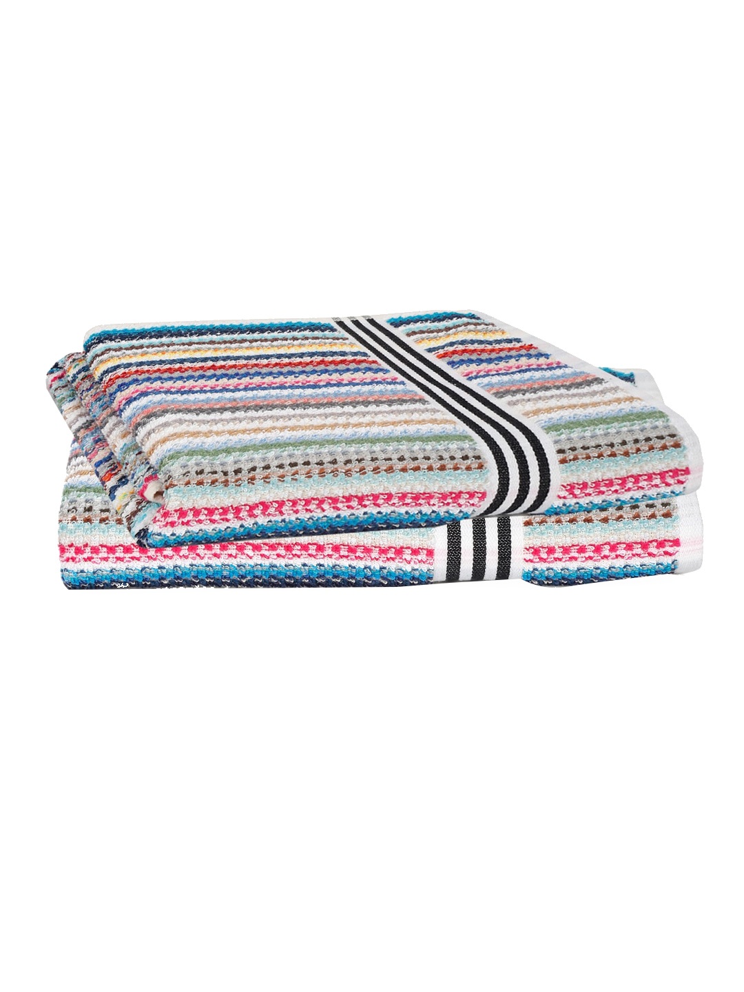 

Creeva Brown & White 2 Pcs Striped Pure Cotton Popcorn Weave Bath Towel
