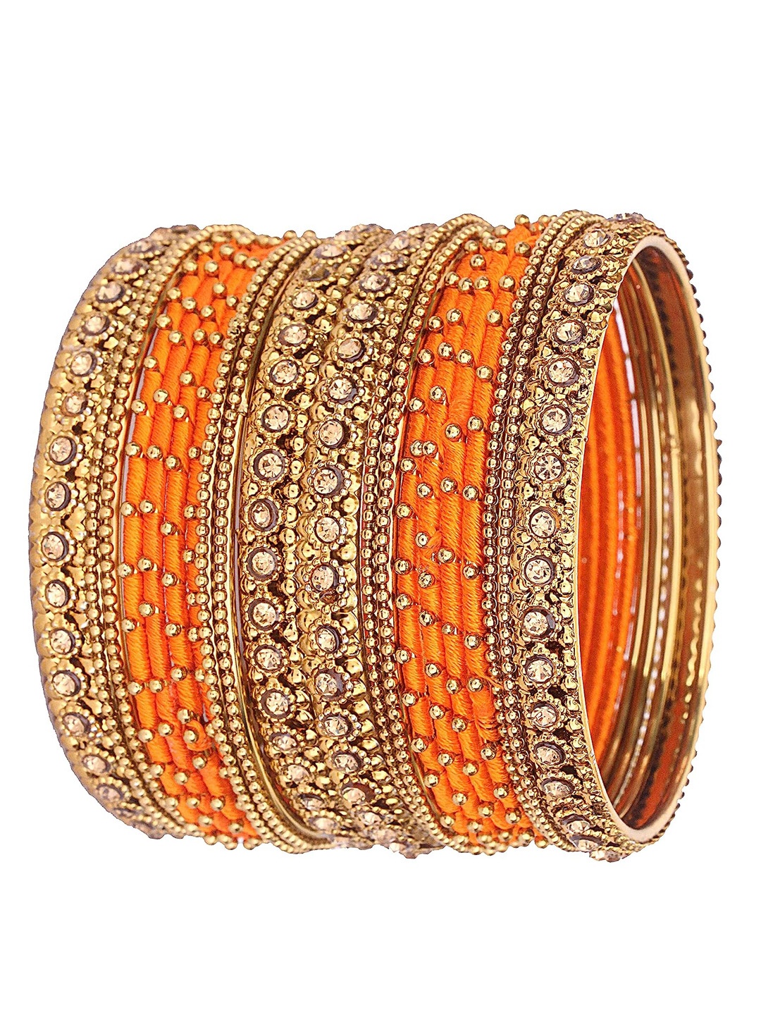 

NMII Set Of 20 Gold Plated Zircon Studded & Beaded Bangles