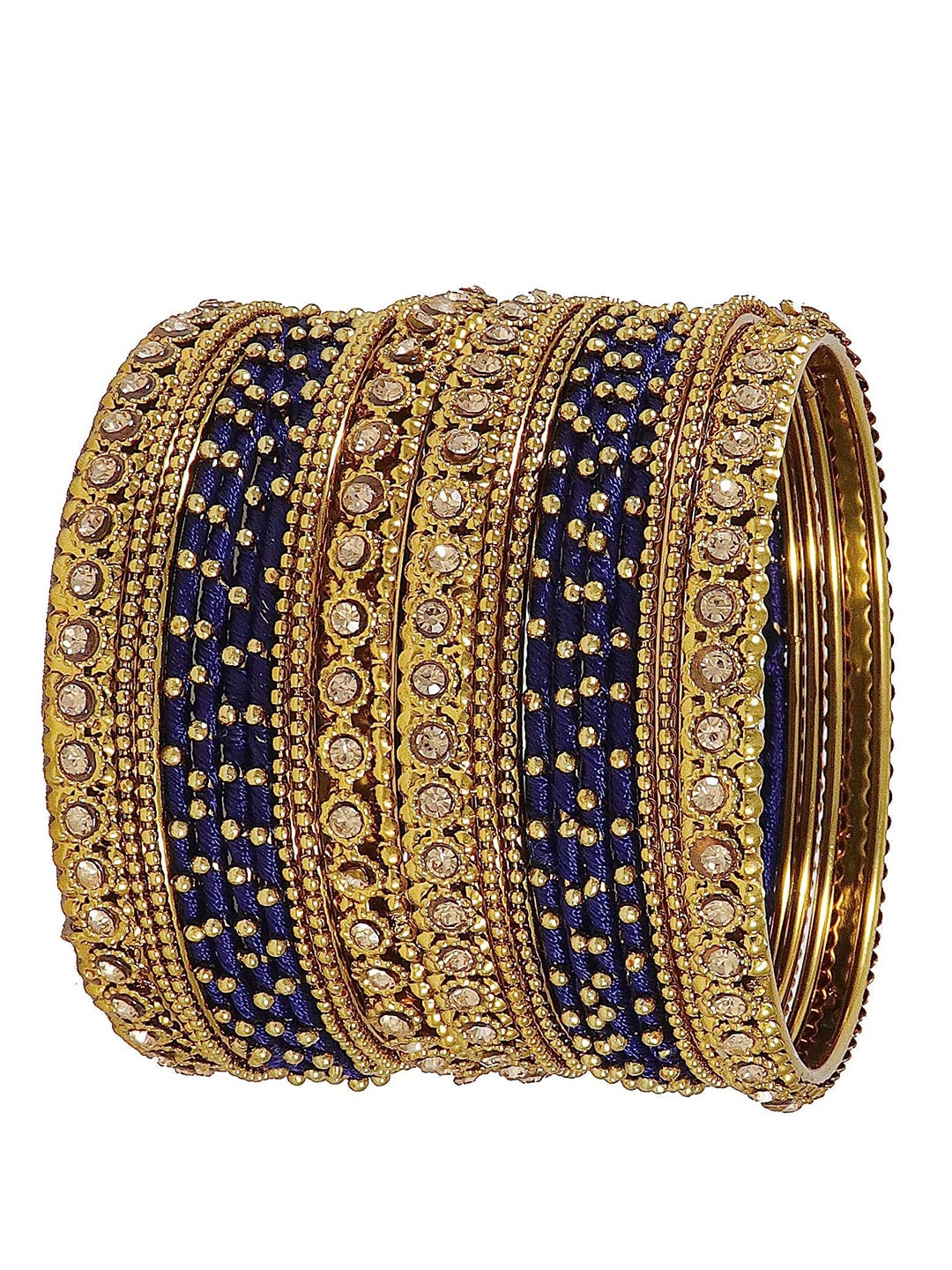 

NMII Set Of 20 Zircon Studded Metal Bangles, Gold