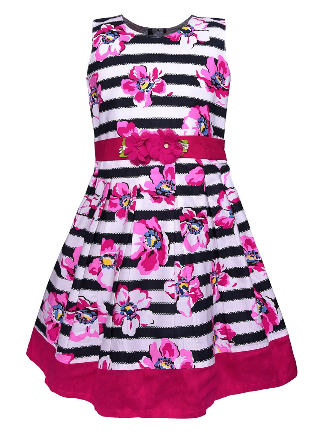 

Wish Karo Girls Floral Print Sleeveless Fit & Flare Dress, Pink