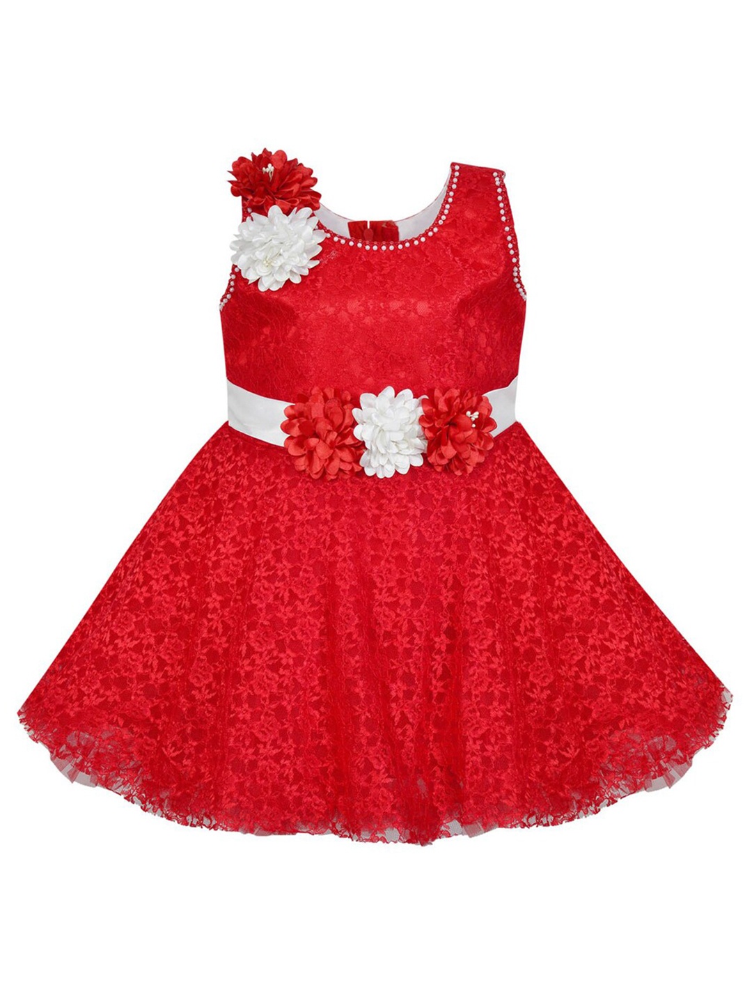 

Wish Karo Girls Net Fit & Flare Dress, Red