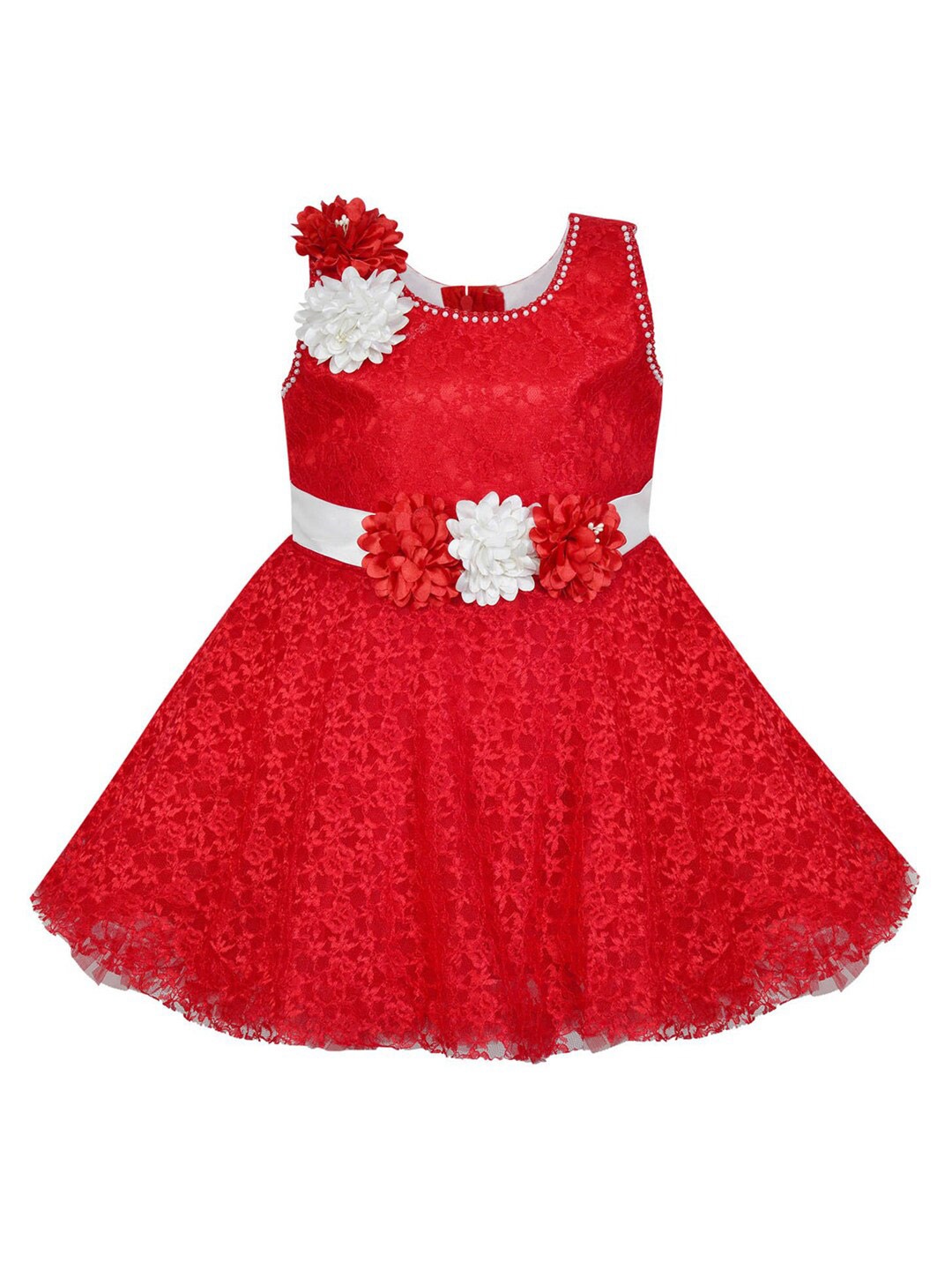 

Wish Karo Girls Net Fit & Flare Dress, Red