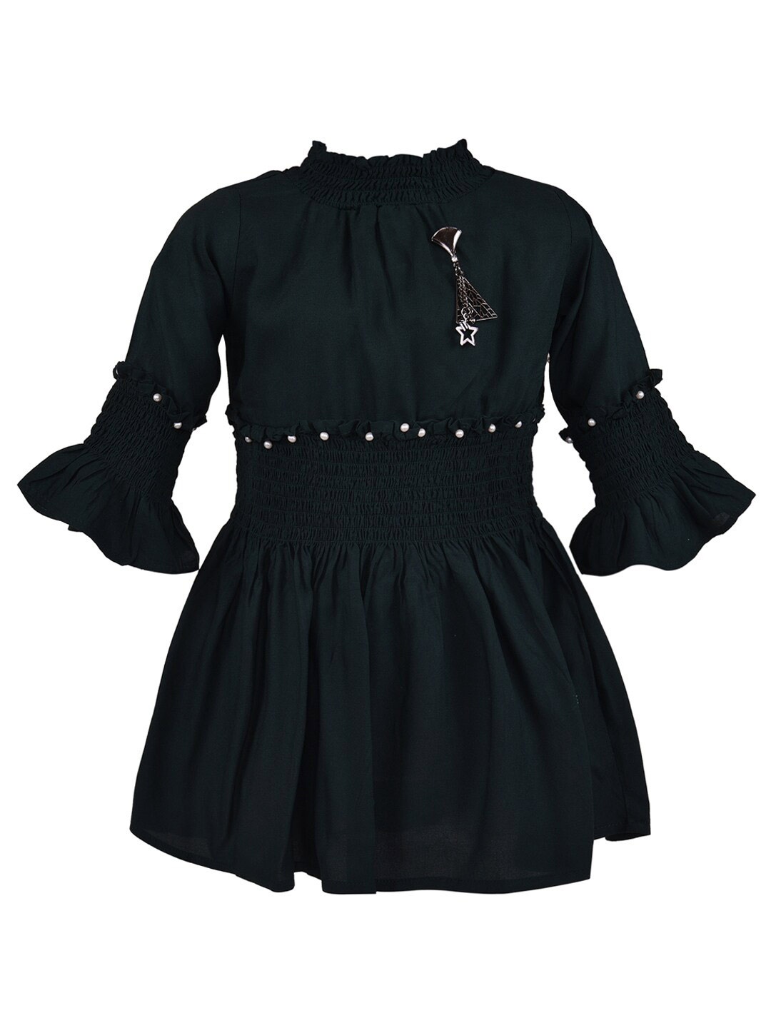 

Wish Karo Girls Embellished Bell Sleeve Fit & Flare Dress, Green