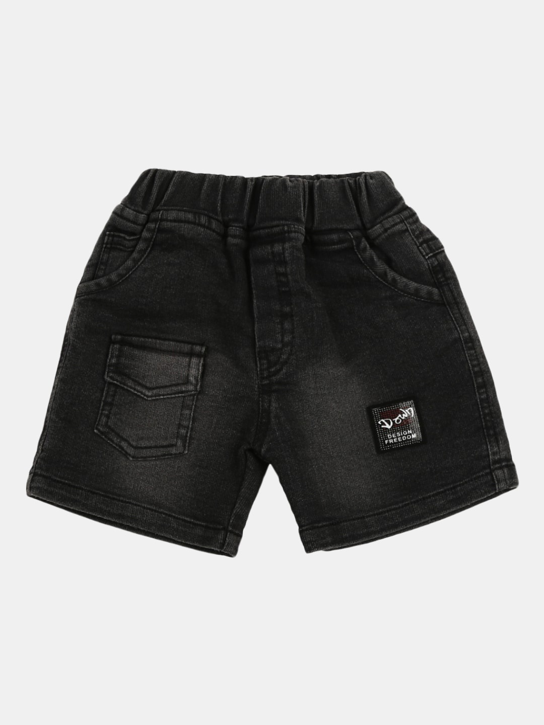 

V-Mart Infants Kids Washed Cotton Denim Shorts, Black