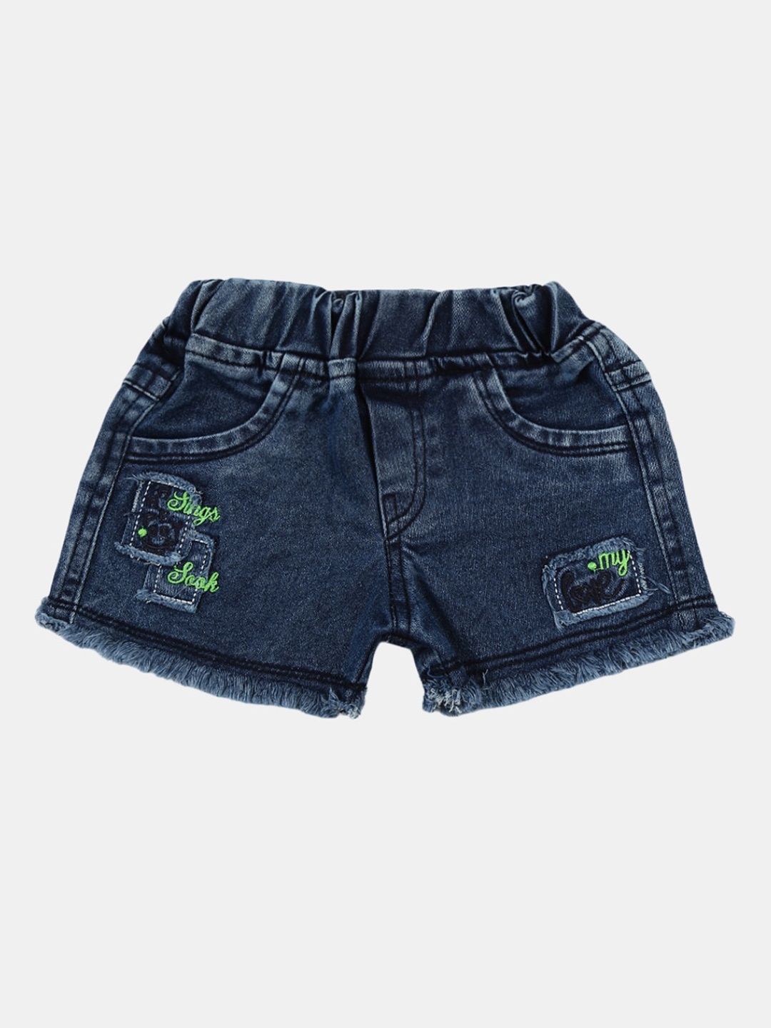 

V-Mart Infants Kids Washed Cotton Denim Shorts, Blue