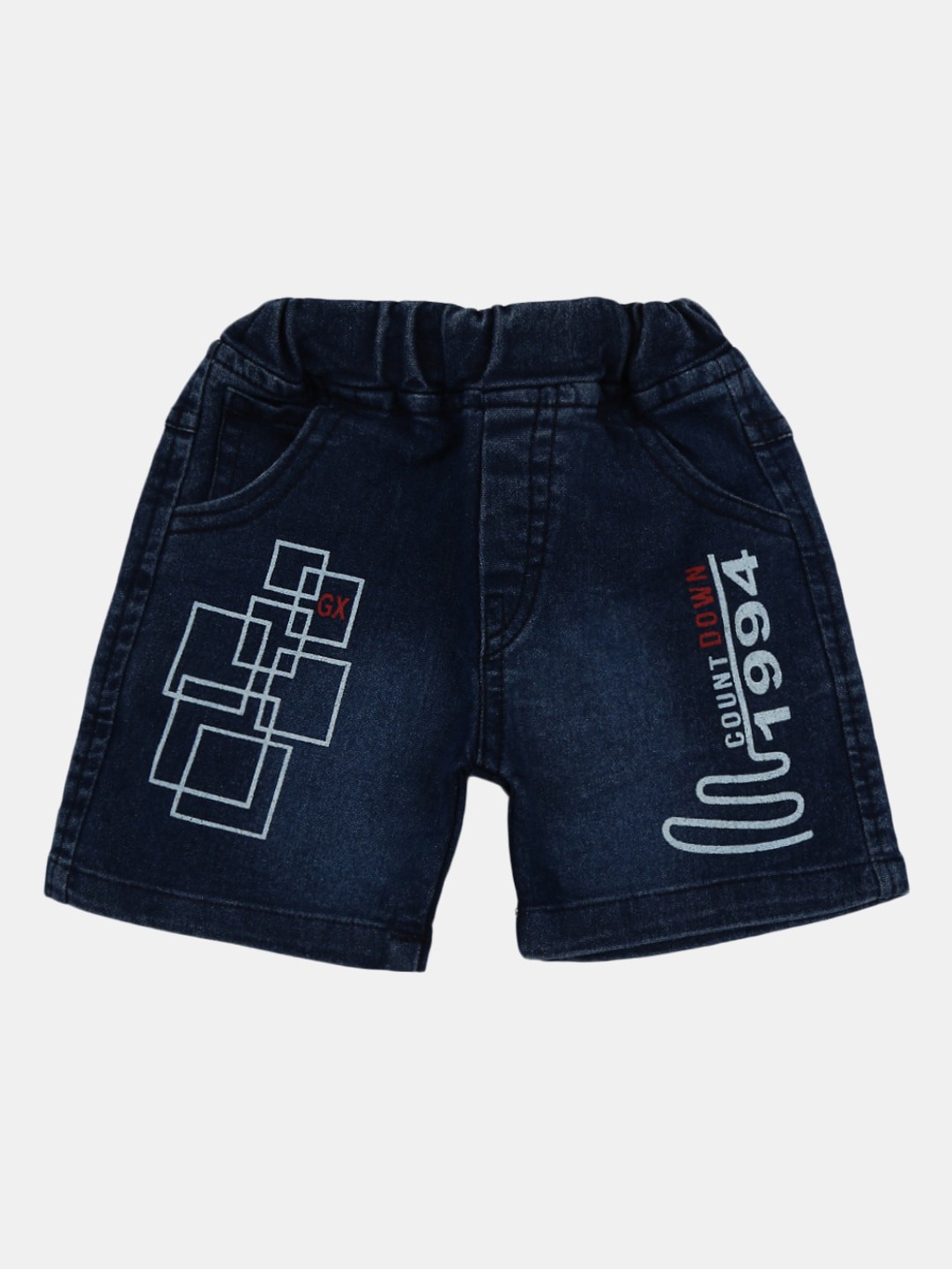 

V-Mart Infant Cotton Mid-Rise Printed Denim Shorts, Blue