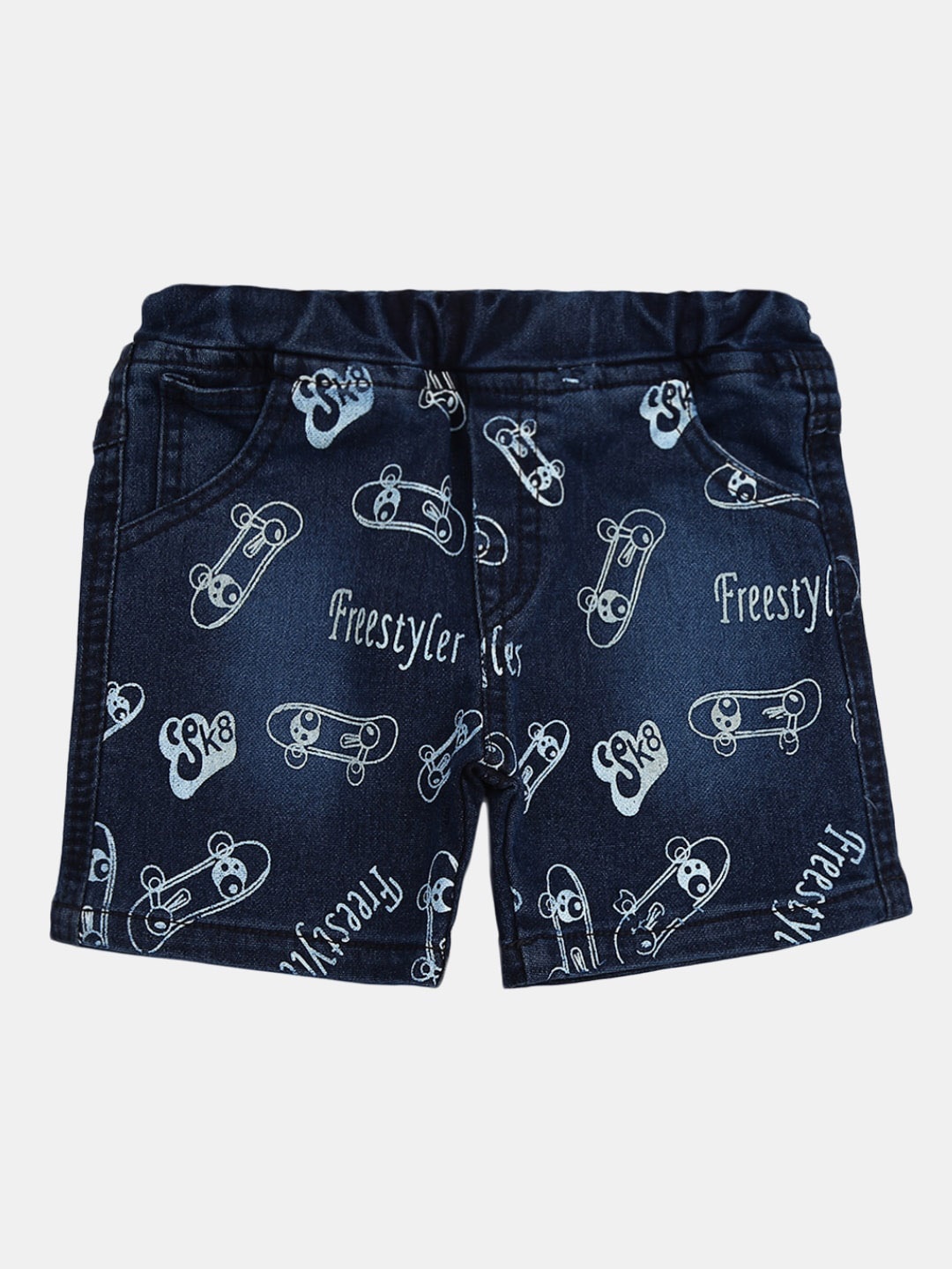 

V-Mart Infant Cotton Mid-Rise Printed Denim Shorts, Blue