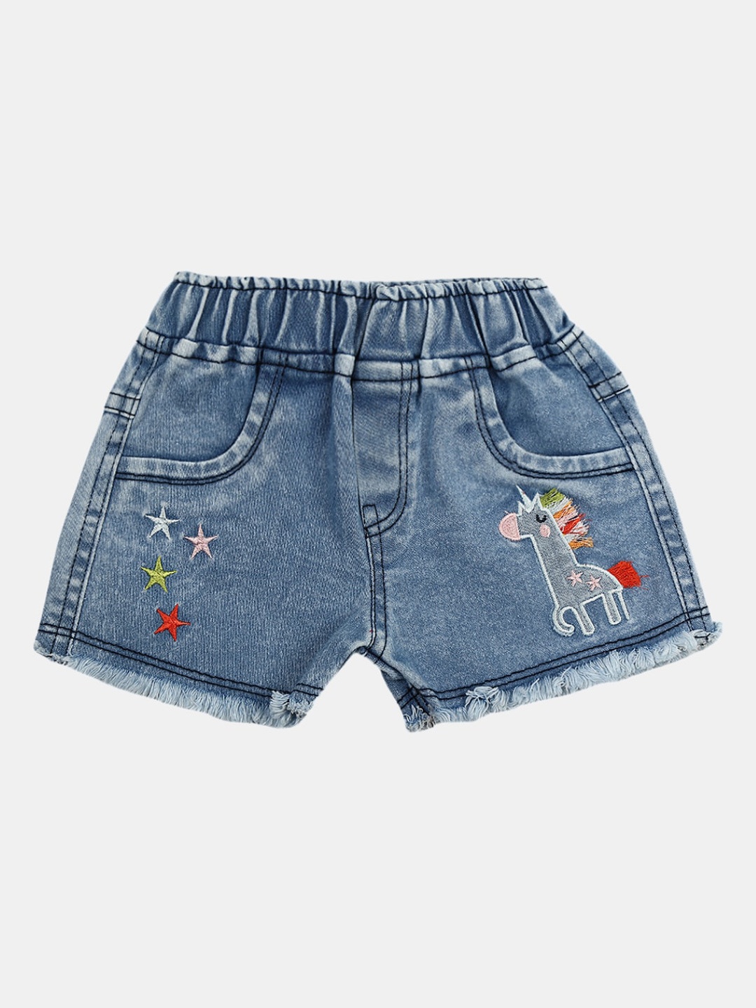 

V-Mart Infants Kids Washed Cotton Denim Shorts, Blue