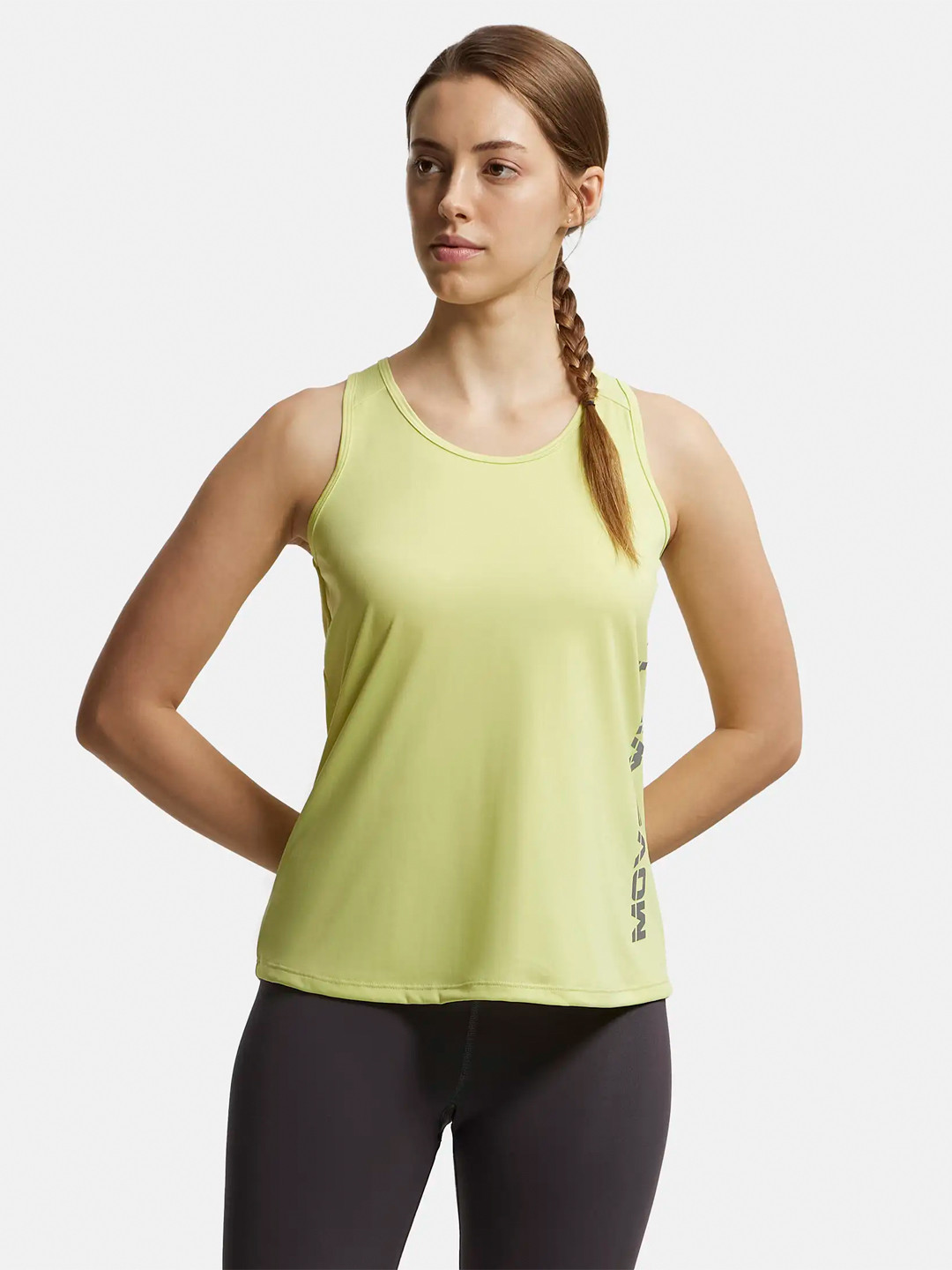 

Jockey Microfiber Fabric Graphic Printed Tank Top With Breathable Mesh-MW33, Lime green